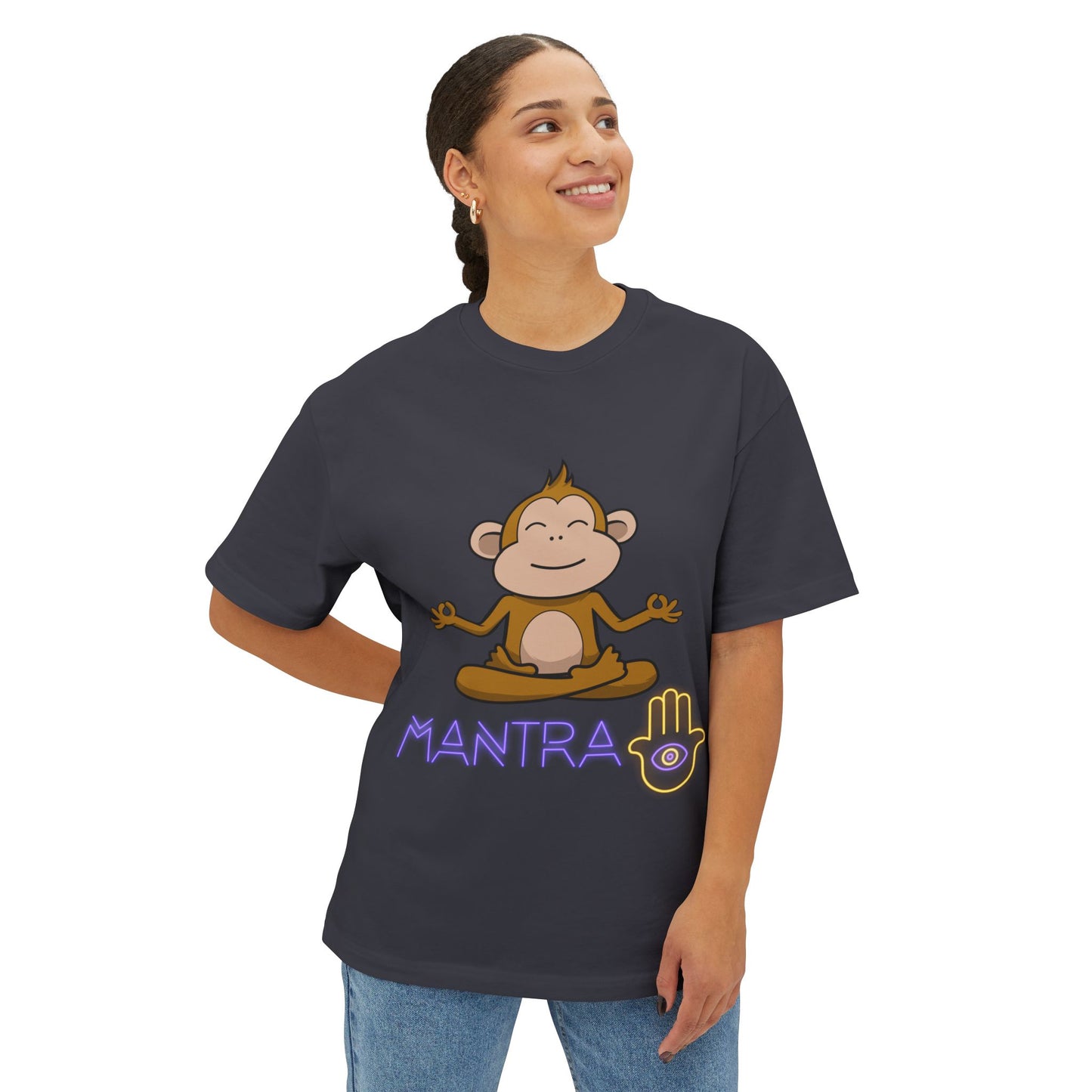 🧘‍♀️ Wear Your Peace. Mindful Monkey Graphic Tee | Unisex Boxy T-Shirt for Yoga Lovers, Gifts for Him/Her, Relaxation Apparel, Meditative Wear, Casual Streetwear