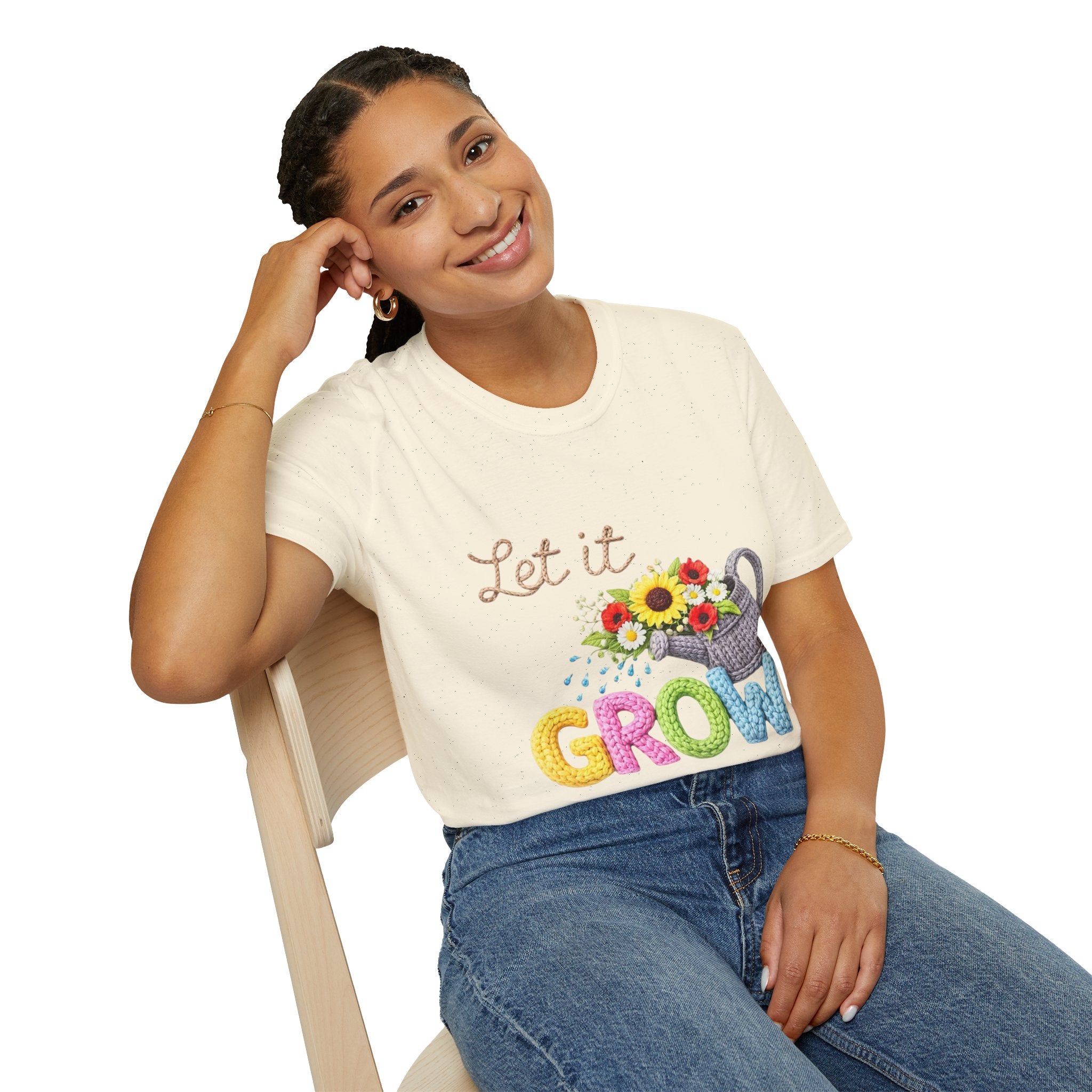Let It Grow T-Shirt — Floral Watering Can Garden Tee