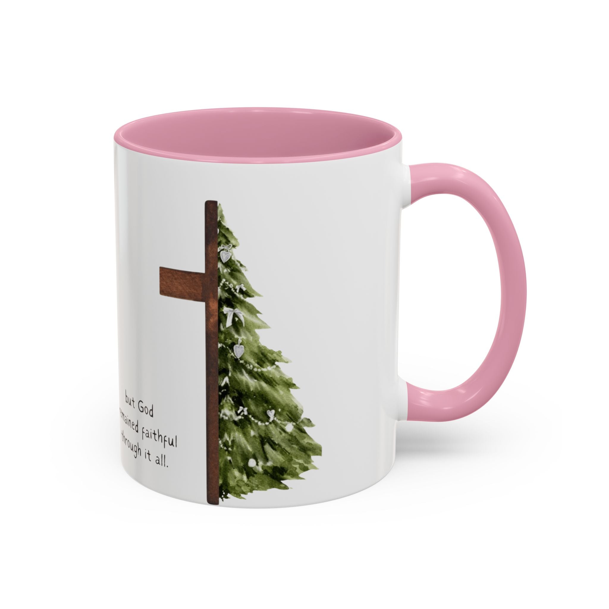 Christian Cross & Pine Tree Mug — Faith Reminder Coffee Cup (11oz/15oz)