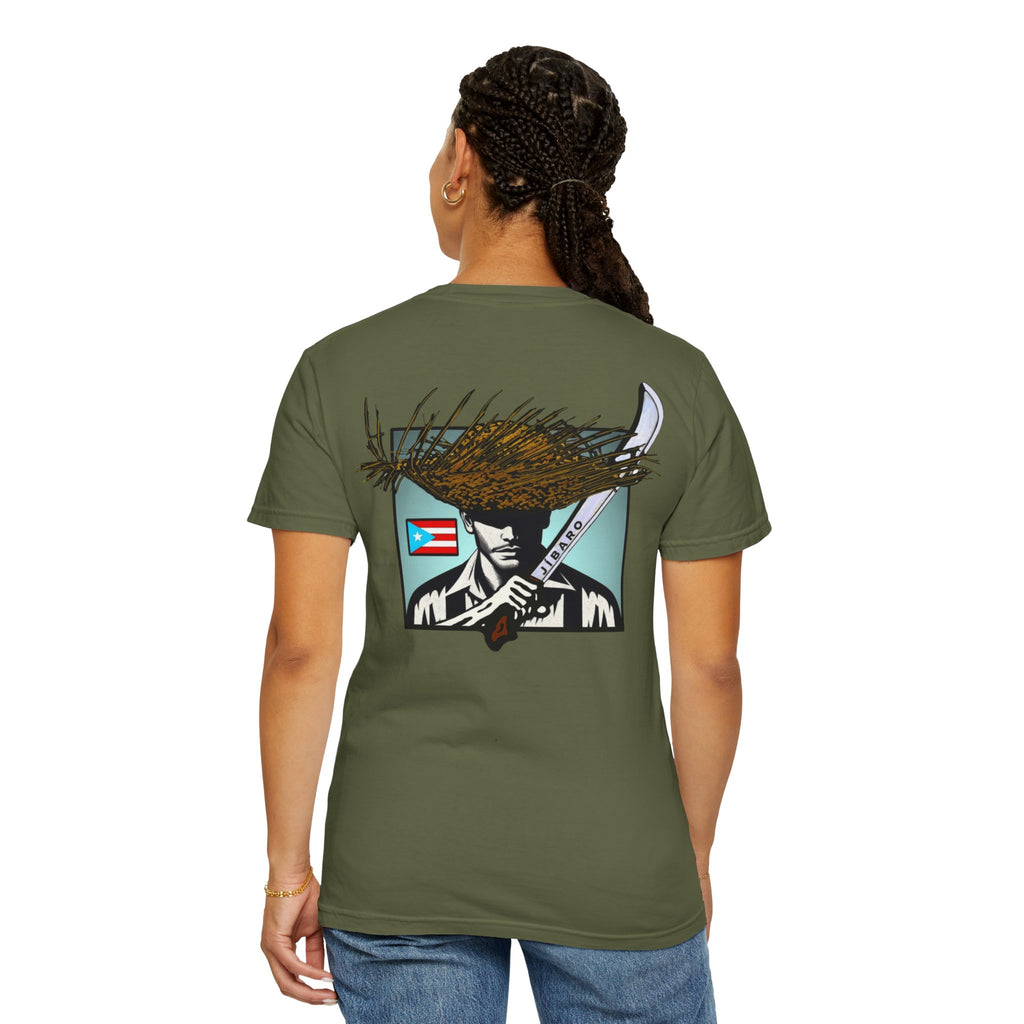 T-Shirt  "Jíbaro" Puerto Rican Heritage Tee (Back Machete  Sombrero de Paja Design) Puerto Rico’s Navidades