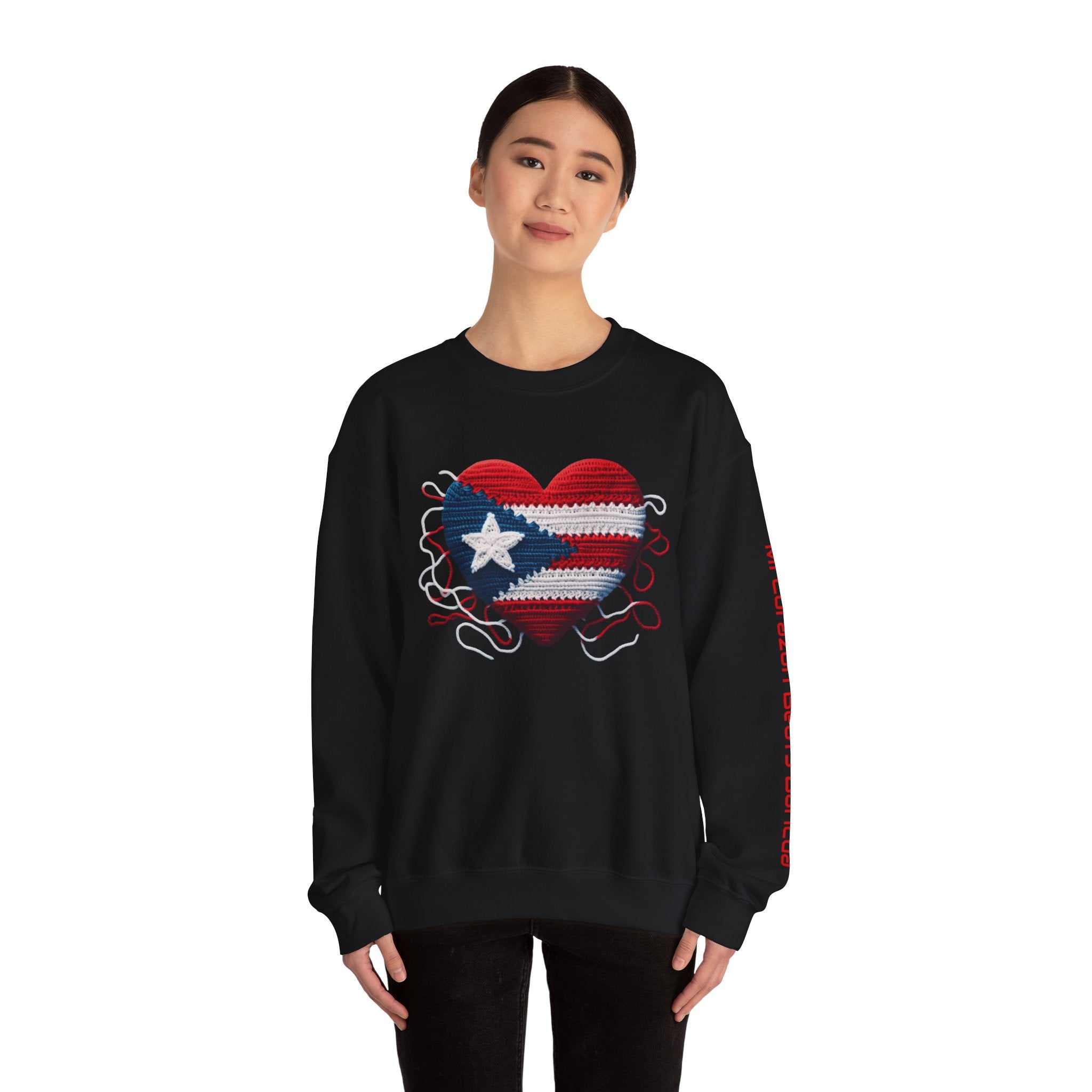 Puerto Rico Heart Crewneck Sweatshirt  Puerto Rican Flag Heart Knit Design