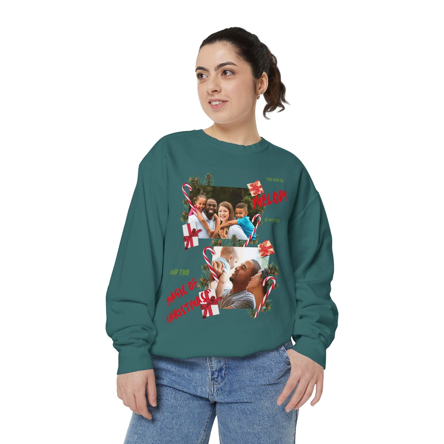 Personalized Christmas Photo Sweatshirt – “You Are the Melody” Holiday Crewneck