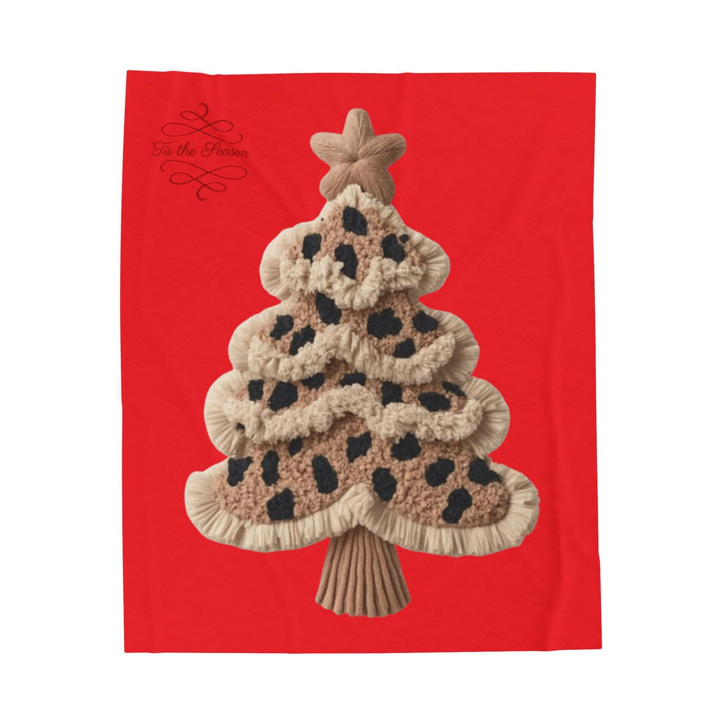 Holiday Christmas Blanket, Leopard Plush Christmas Tree Velveteen Blanket