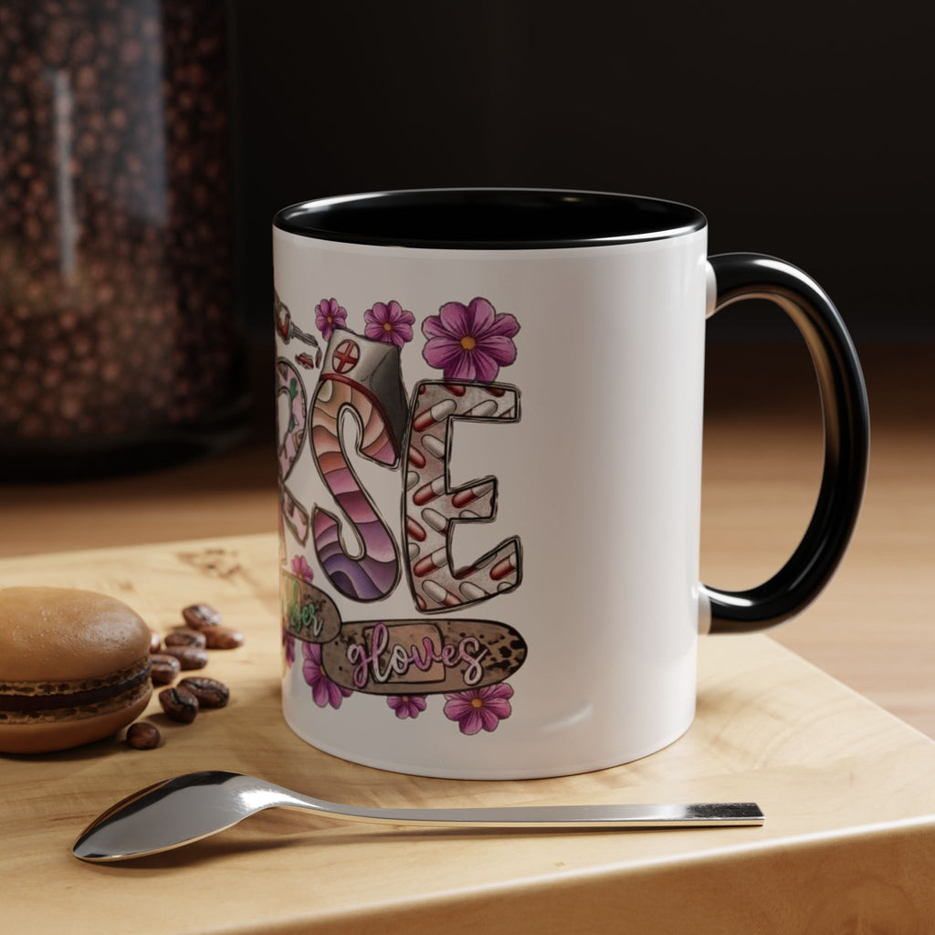 Nurse Love Coffee Mug  Cute Floral Medical Stethoscope & Syringe Design (11/15oz) Medical Christmas Mug