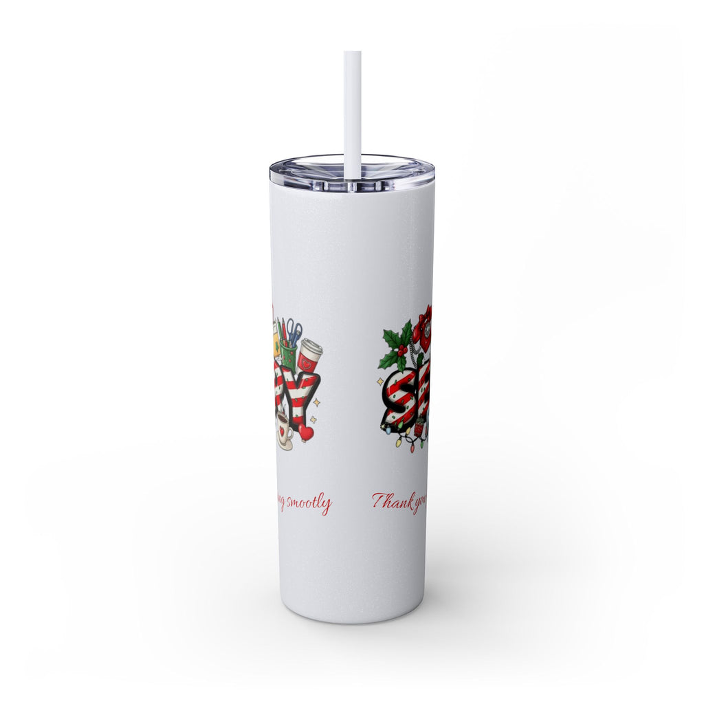 Christmas mug for the office team who keeps everything running smoothly. Candy Cane Christmas Office Secret Santa Design, 20oz with Straw