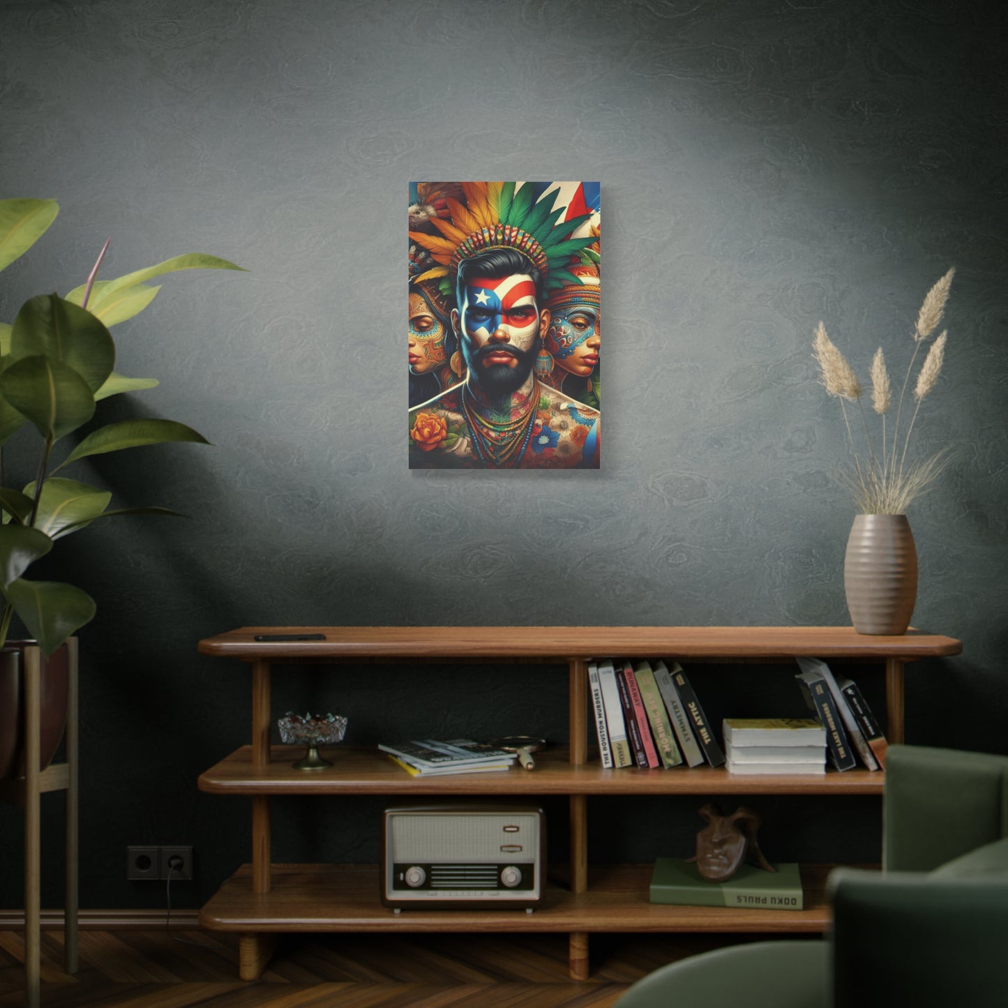 La Isla del Encanto Taíno Symbol Design Vibrant Cultural Art Canvas Print, Wall Decor, Home Decoration, Unique Artwork, Bohemian Style, Gift for Art Lovers