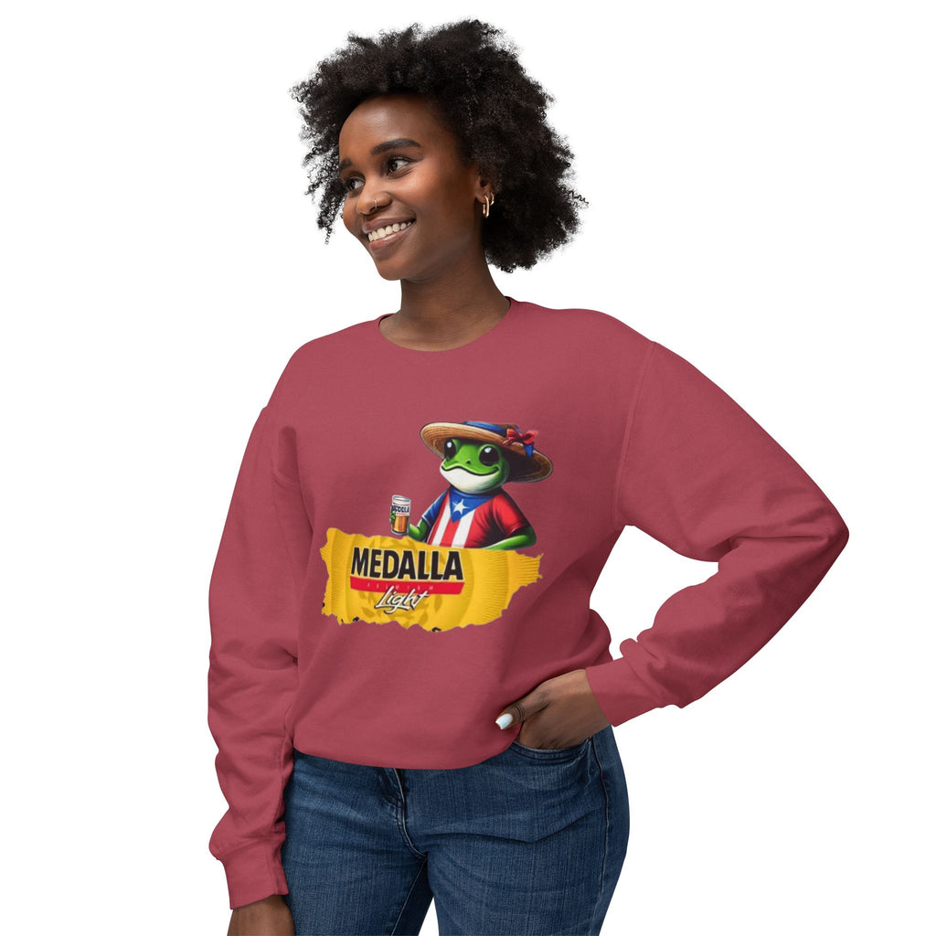 Medalla Light Puerto Rico Sweatshirt Coqui Boricua flag  Beer Pack Graphic Puerto Rico Navidades