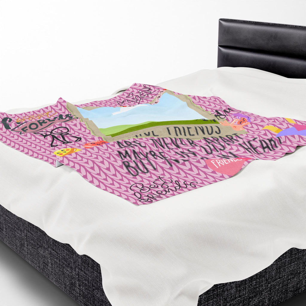 Friends Forever Velveteen Plush Blanket – "True Friends Are Never Apart" Cozy Keepsake for Besties