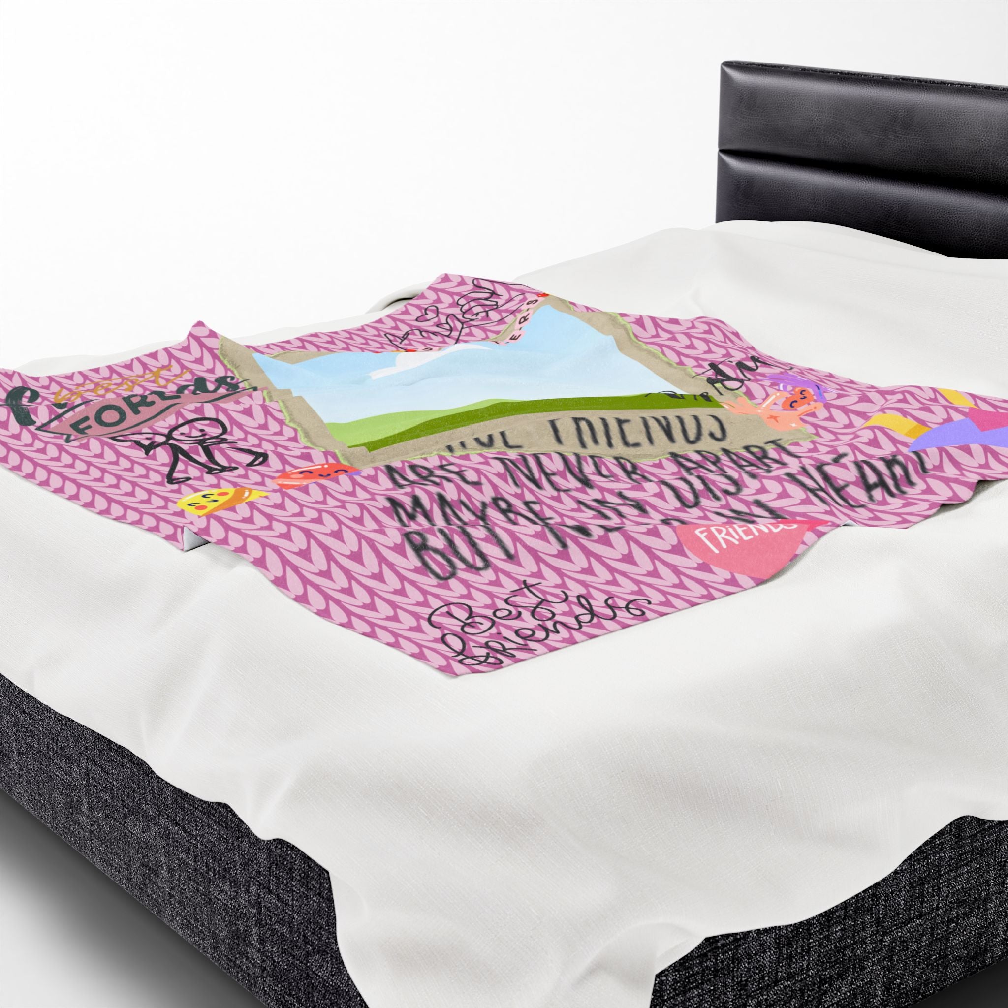 Friends Forever Velveteen Plush Blanket – "True Friends Are Never Apart" Cozy Keepsake for Besties