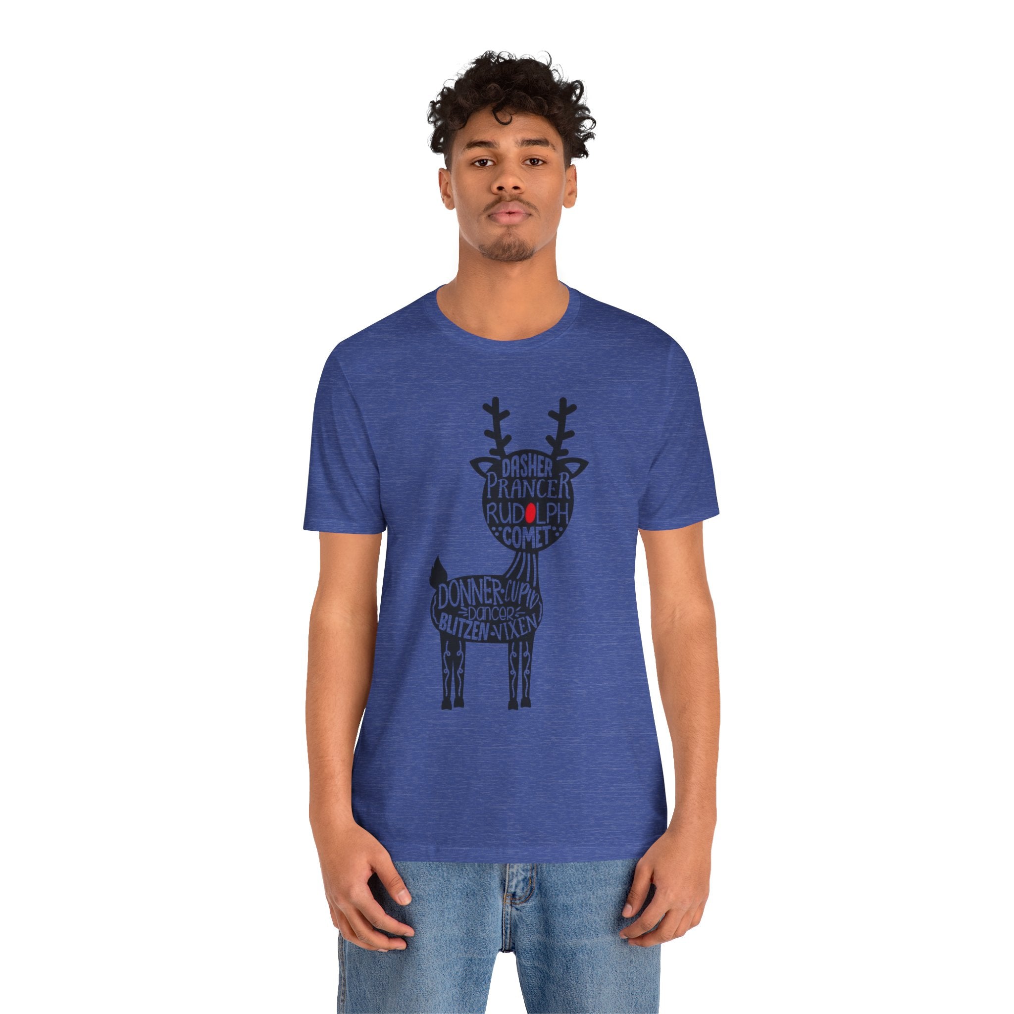 Christmas Reindeer Graphic Tee - Unisex Jersey Short Sleeve Shirt
