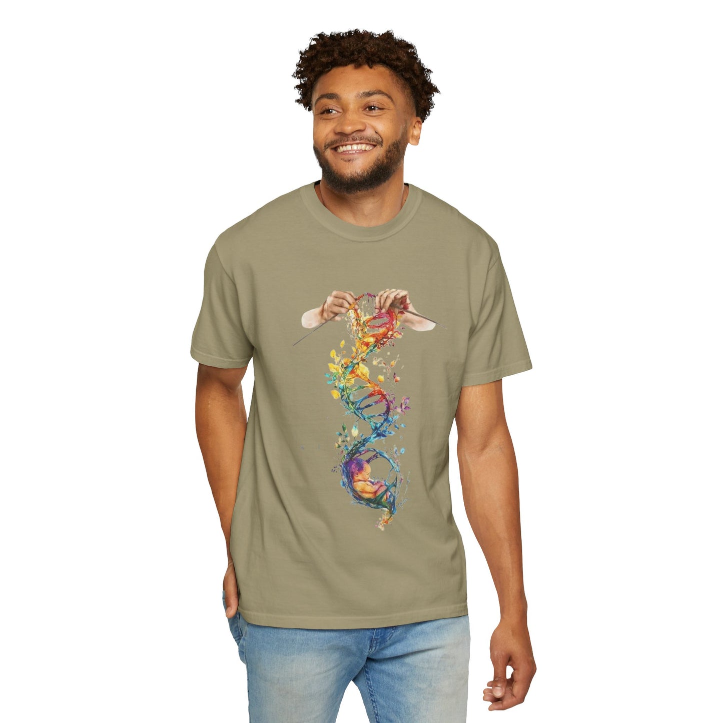 👚 Soft. Stylish. Mom-approved. Order now and gift her something she'll actually wear! Colorful DNA Art Unisex T-shirt, Science Tee, Creative Garment, Gift for Scientists,