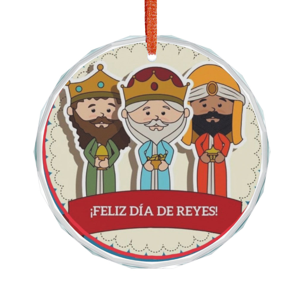 Tres Reyes Magos ornament Feliz Día de Reyes Crystal Glass Ornament