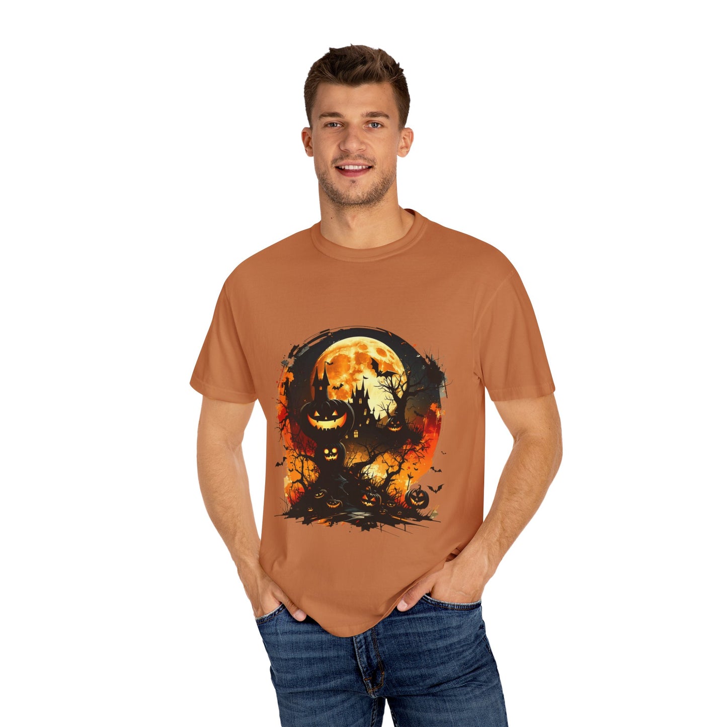 Halloween Moon Graphic T-shirt, Unisex Spooky Shirt, Fall Outfit, October Fest Tee, Halloween Party Wear, Trick or Treat T-shirt