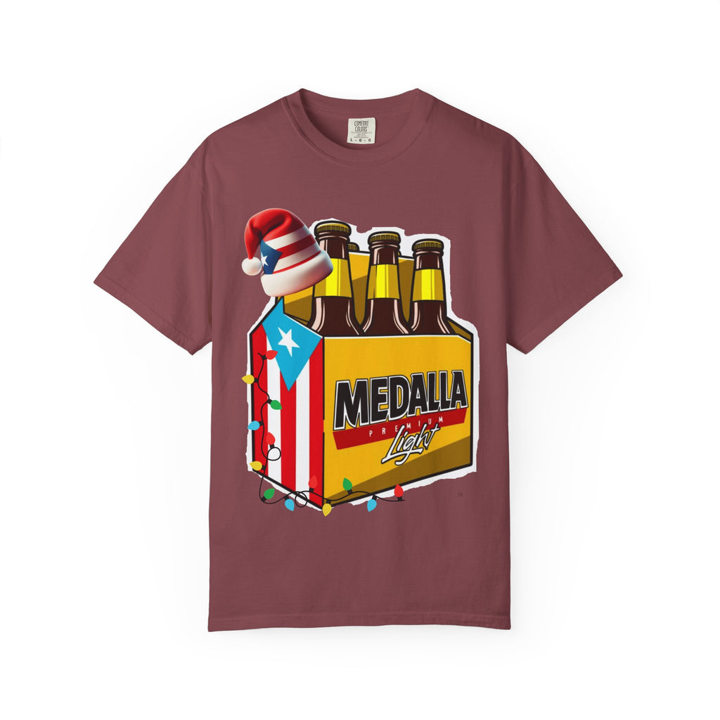 Medalla Light Beer T-Shirt  Navidad Boricua Holiday Tee Puerto Rico’s Navidades
