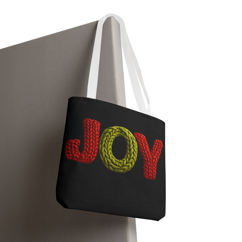 Christmas Tote Bag  Festive Holiday DesigJoy Knit Tote Bag  Colorful 'JOY' Yarn Design, Cozy Holiday Gift Tote