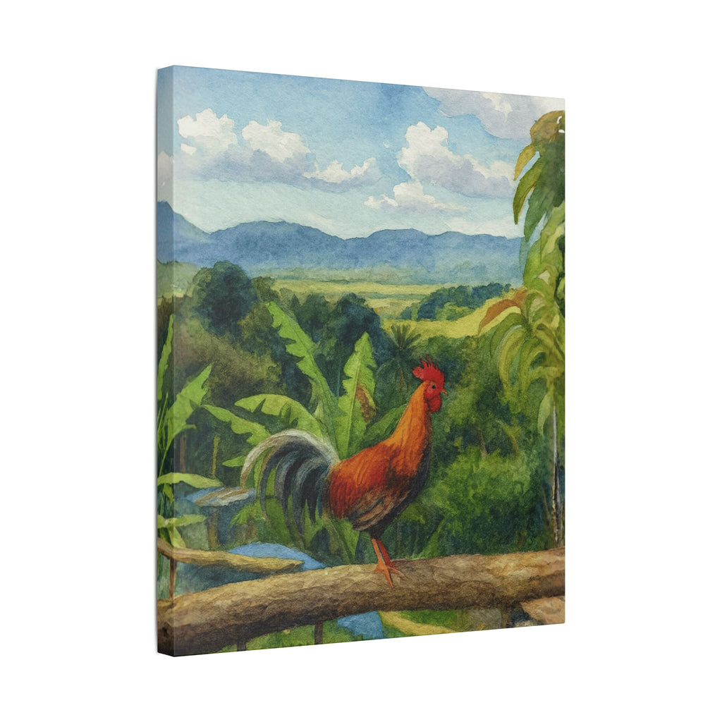These Puerto Rico inspired Rooster Morning Landscape Canvas