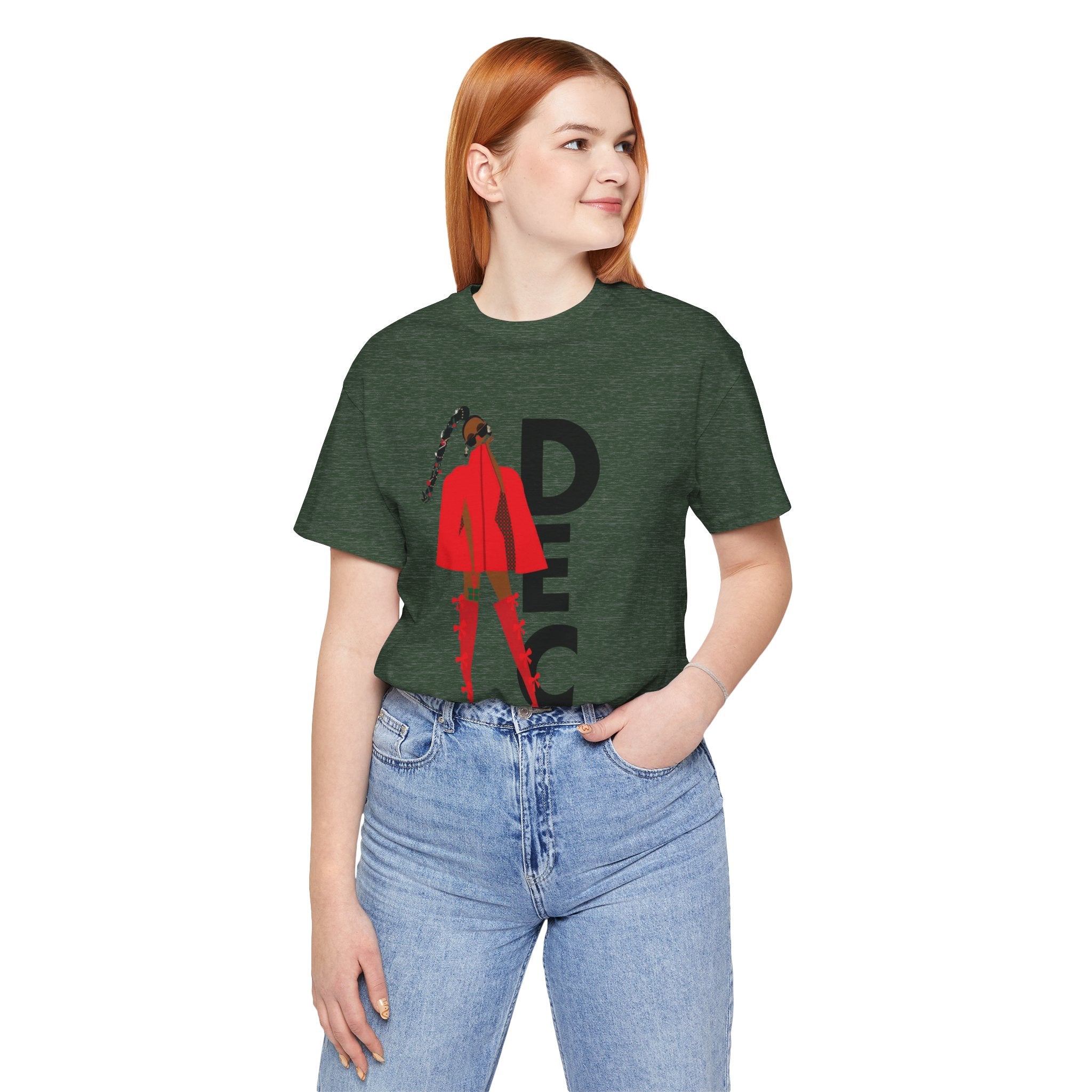 December Fashion Tee  Red Coat Model Graphic Shirt