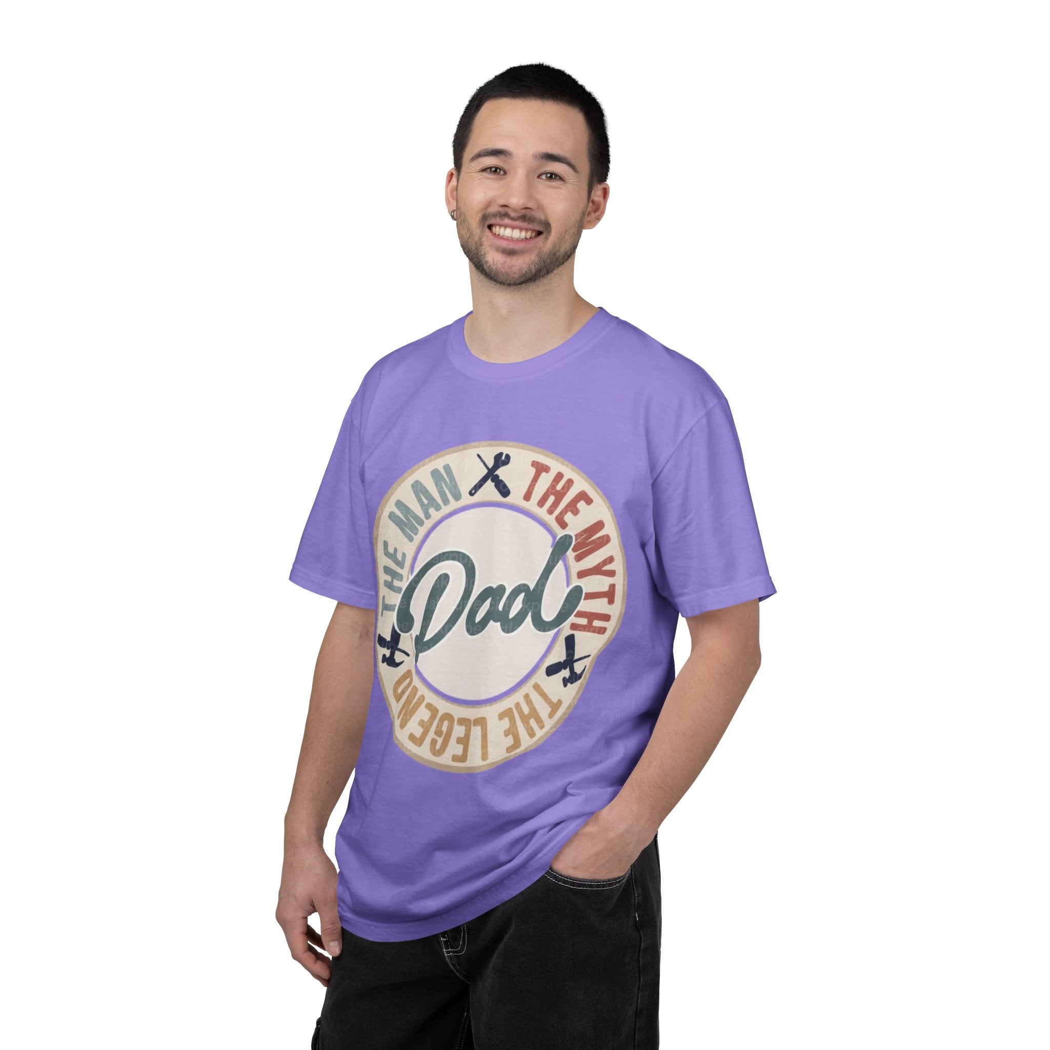 Dad Retro Badge T-Shirt — “Dad: The Man, The Myth, The Legend” Father’s Day Tee