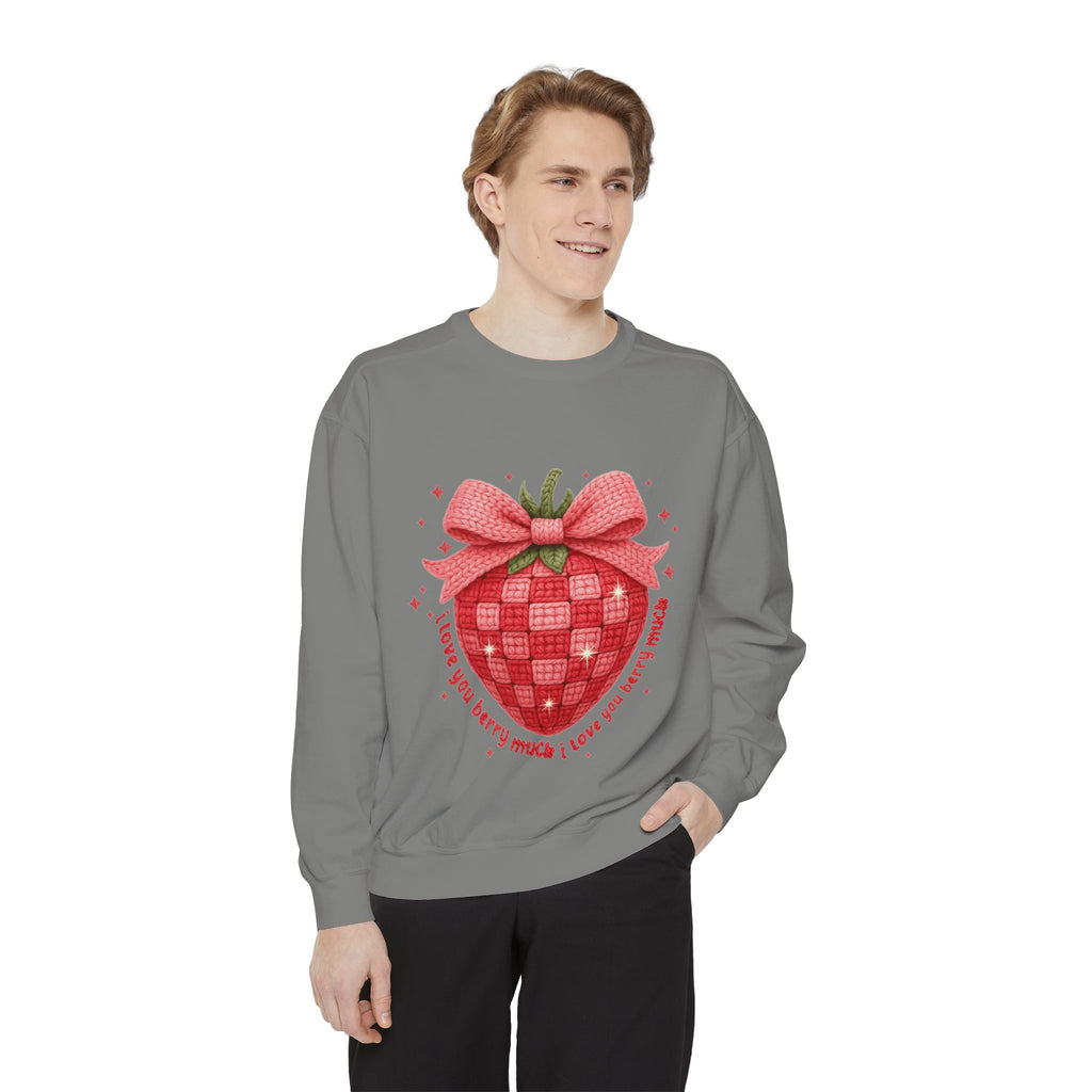 Strawberry Bow Sweatshirt  "I Love You Berry Much" Cute Valentine Pullover