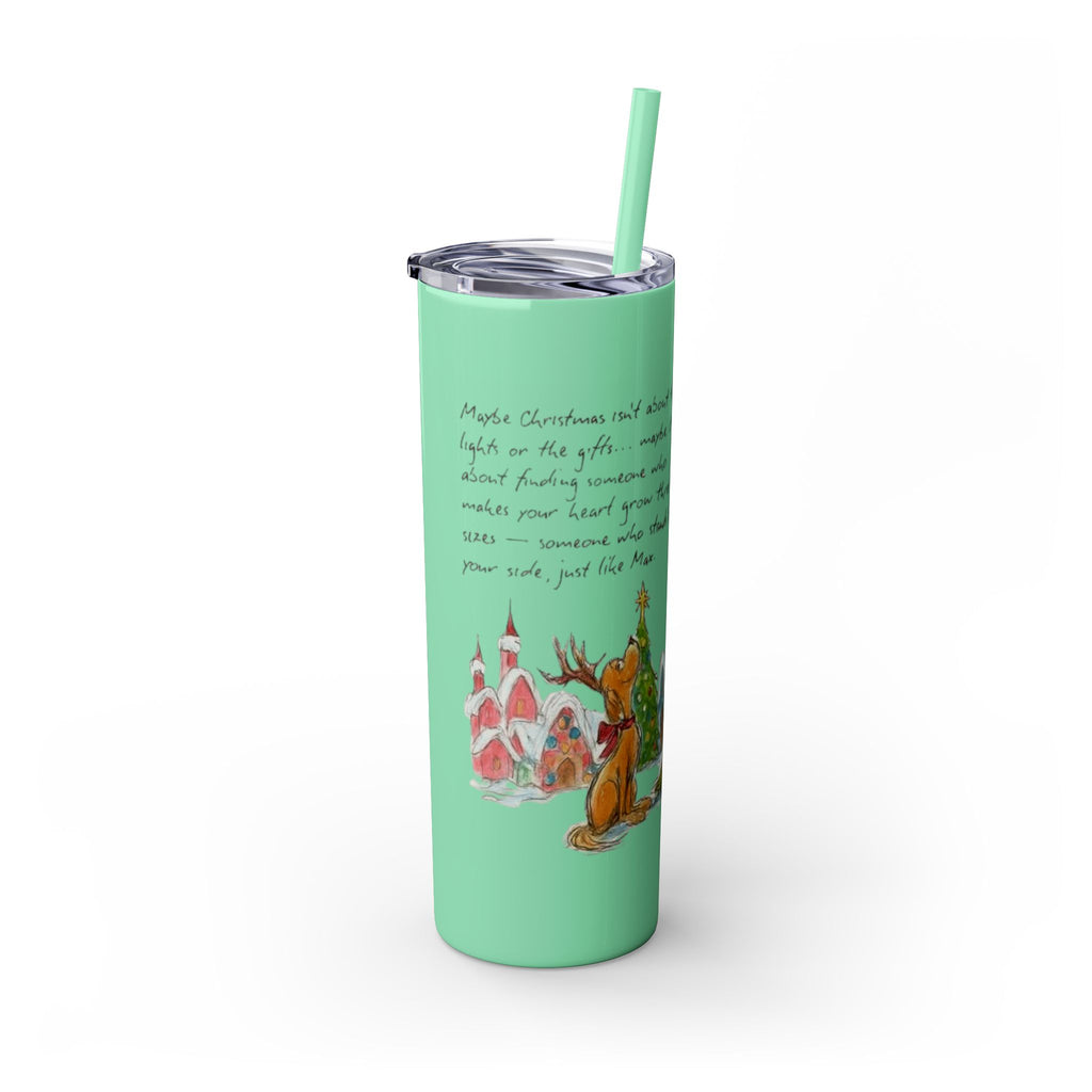Grinch Christmas Skinny Tumbler with Straw — Dr. Seuss Holiday Quote Design, 20oz Christmas Mugs Collection