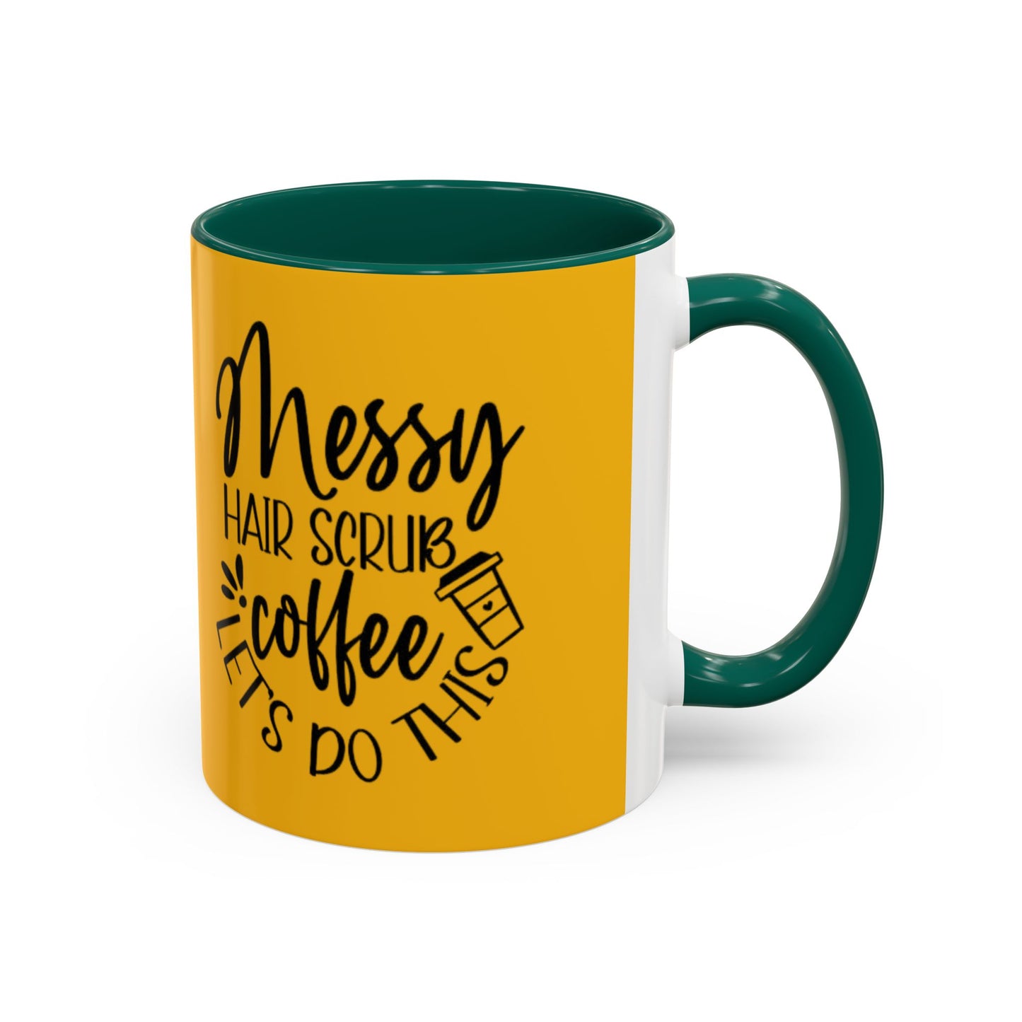 Holiday Coffee Cups with Festive Quotes & Designs Messy Hair Coffee Mug - Fun Yellow Ceramic Cup for Coffee Lovers