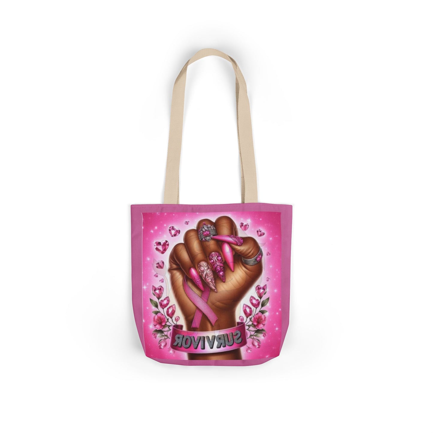 Breast Cancer Survivor Tote Bag  Pink Ribbon Empowerment Canvas Tote