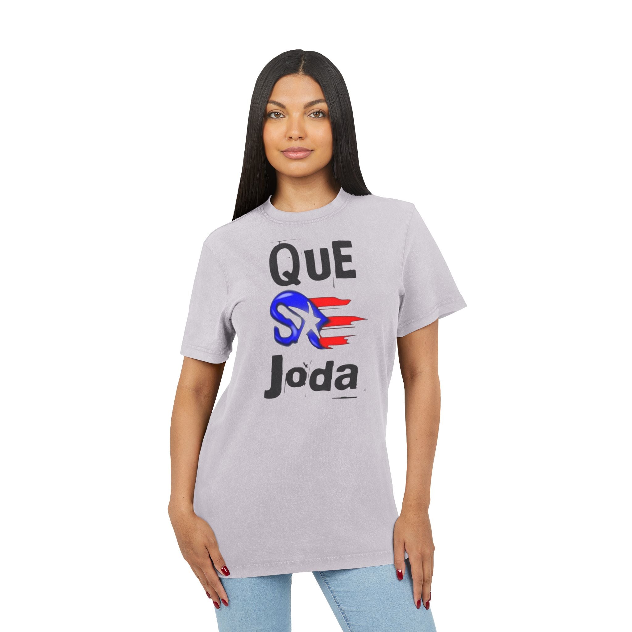 Que S Joda Acid-Wash Graphic Tee