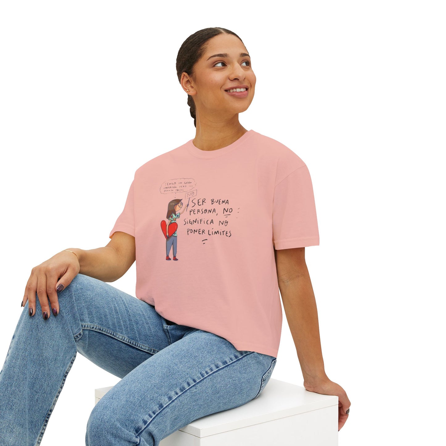 Let your outfit reflect your inner peace. Heartfelt Inspirational Women's Boxy Tee, Casual T-Shirt, Gift for Her, Empowering Top, Everyday Wear, Self-Love Vibes