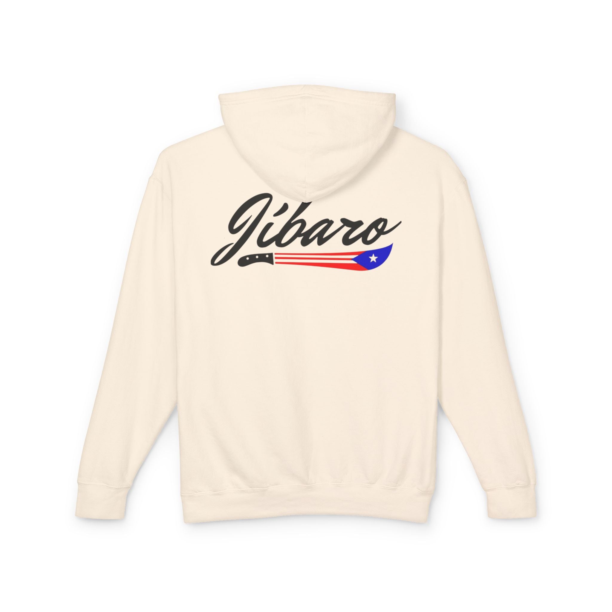 Puerto Rico Heart Flag Hoodie  "Jíbaro" Back Graphic
