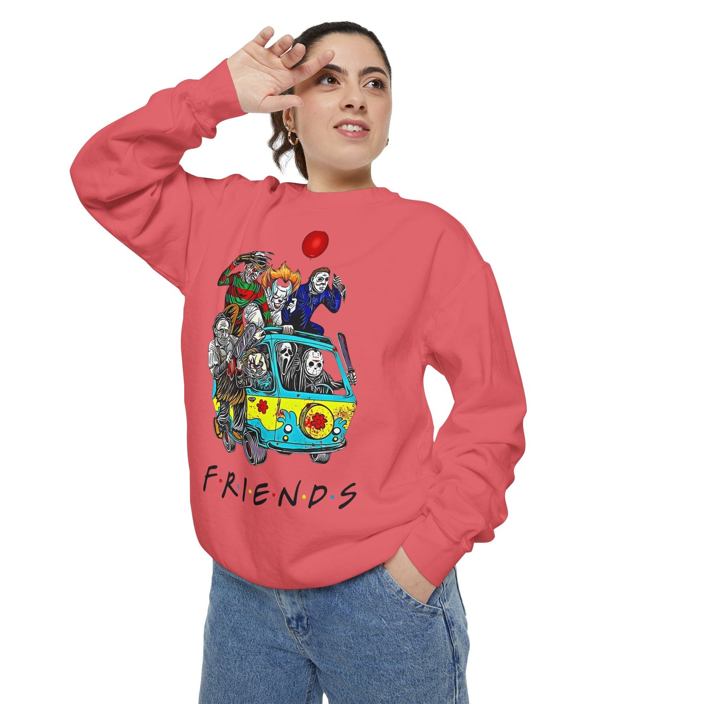 Friends-Inspired Unisex Garment-Dyed Sweatshirt, Cozy Casual Wear, Unique Graphic Sweatshirt, Perfect Gift, Everyday Style