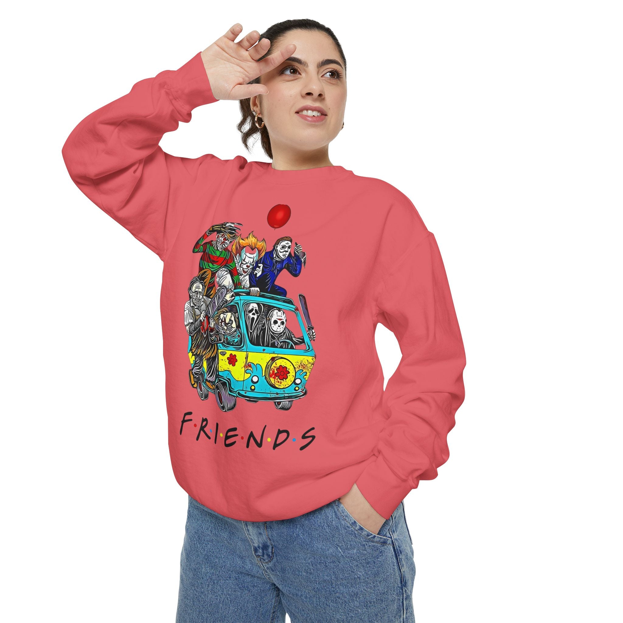 Friends-Inspired Unisex Garment-Dyed Sweatshirt, Cozy Casual Wear, Unique Graphic Sweatshirt, Perfect Gift, Everyday Style