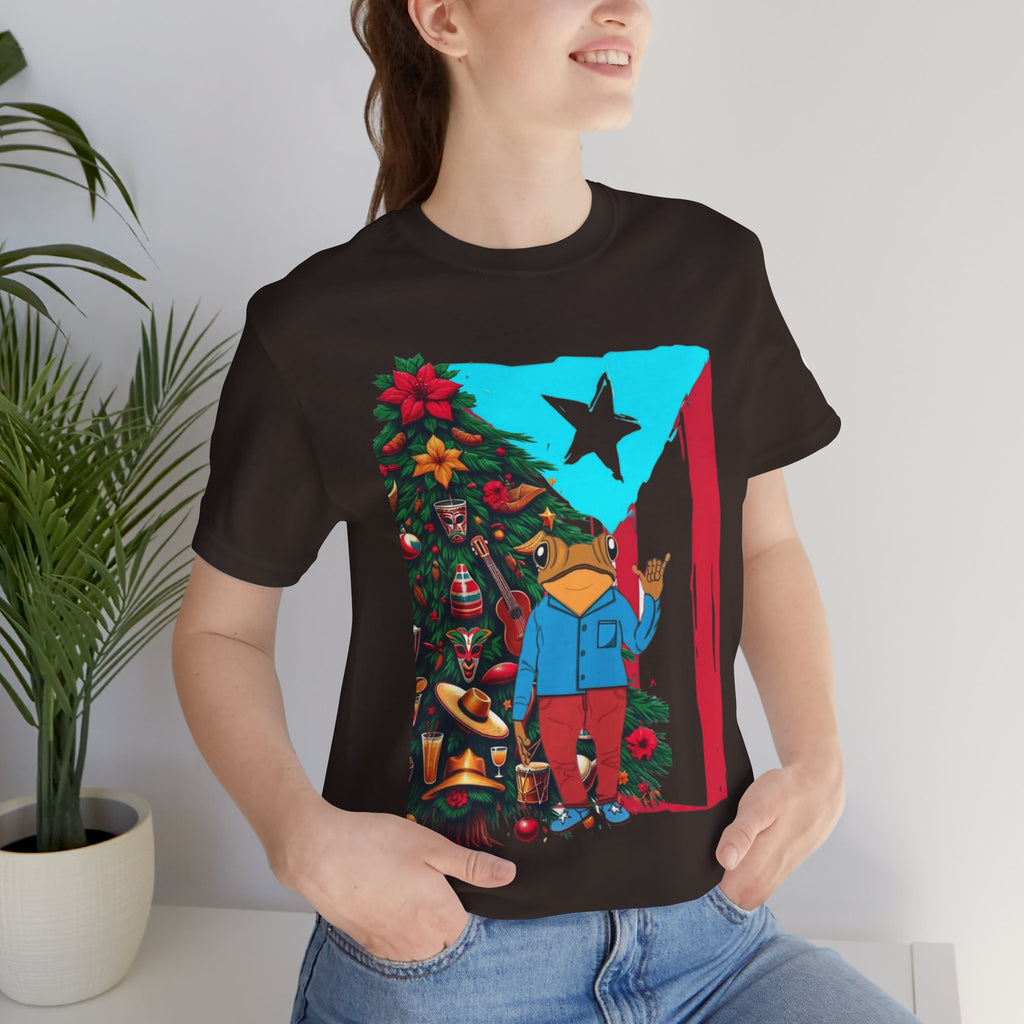 Puerto Rico Holiday T-Shirt  Coquí by Christmas Tree Graphic Puerto Rico’s Navidades