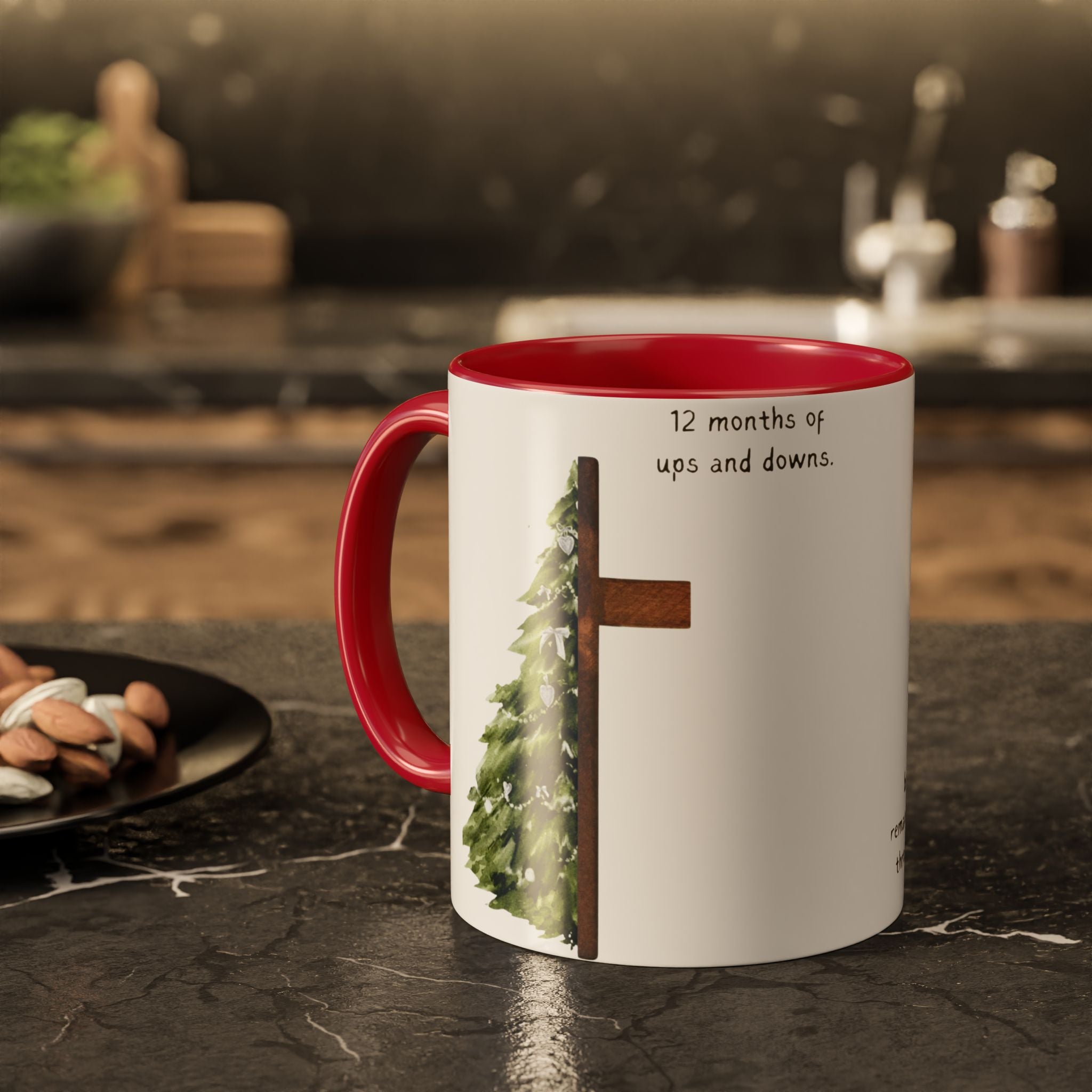 Christian Cross & Pine Tree Mug — Faith Reminder Coffee Cup (11oz/15oz)