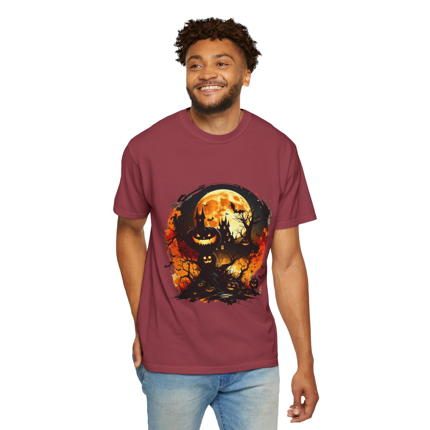Halloween Moon Graphic T-shirt, Unisex Spooky Shirt, Fall Outfit, October Fest Tee, Halloween Party Wear, Trick or Treat T-shirt