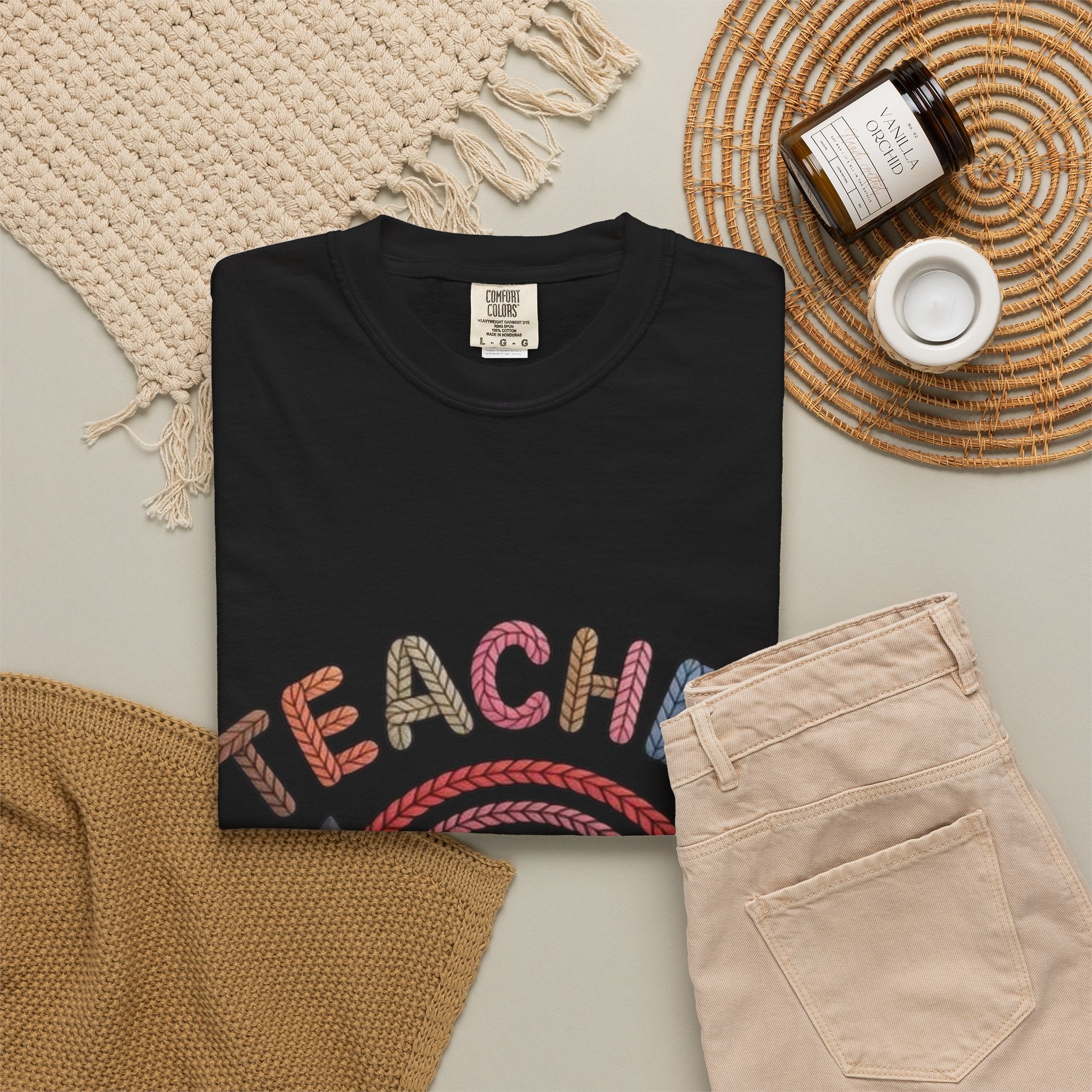 Teacher Rainbow Pencil & Apple T-Shirt — Back-to-School Gift for Educators
