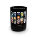 Winter Wonderland 15oz Black Mug — Cozy Fireplace & Reading Scene