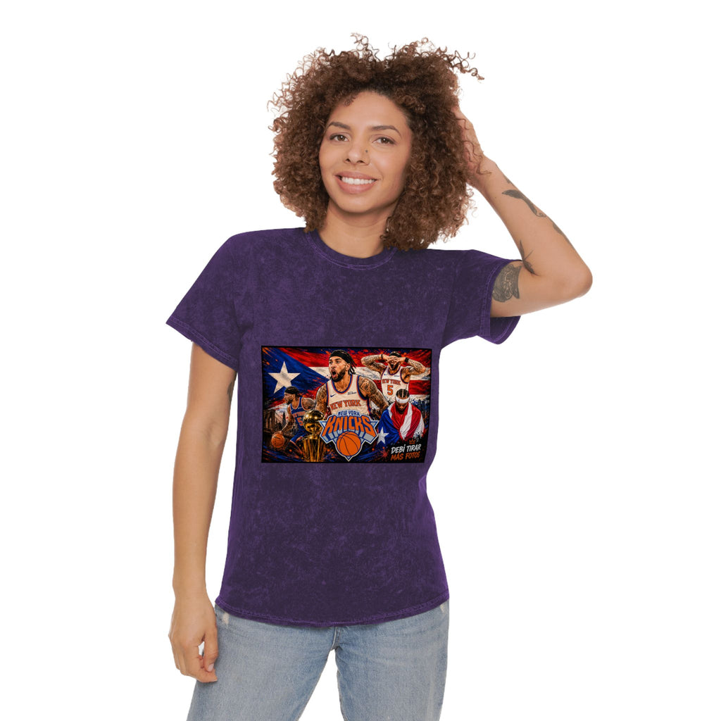 Mineral Wash Tee — Vintage Basketball Collage (Puerto Rico Flag)