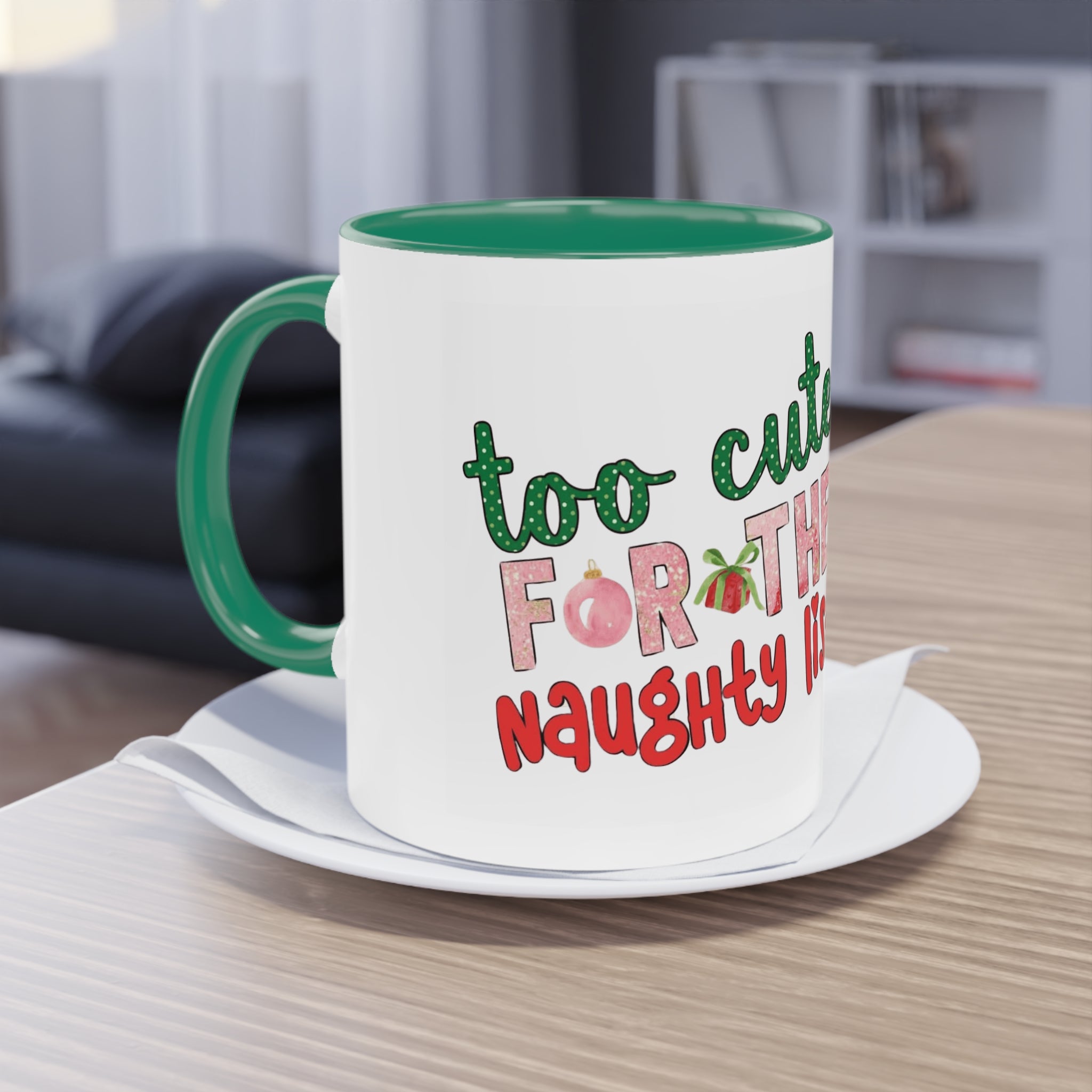 Cute Grinch Two-Tone Coffee Mug - Perfect for Holiday Cheer! Christmas Mugs Collection
