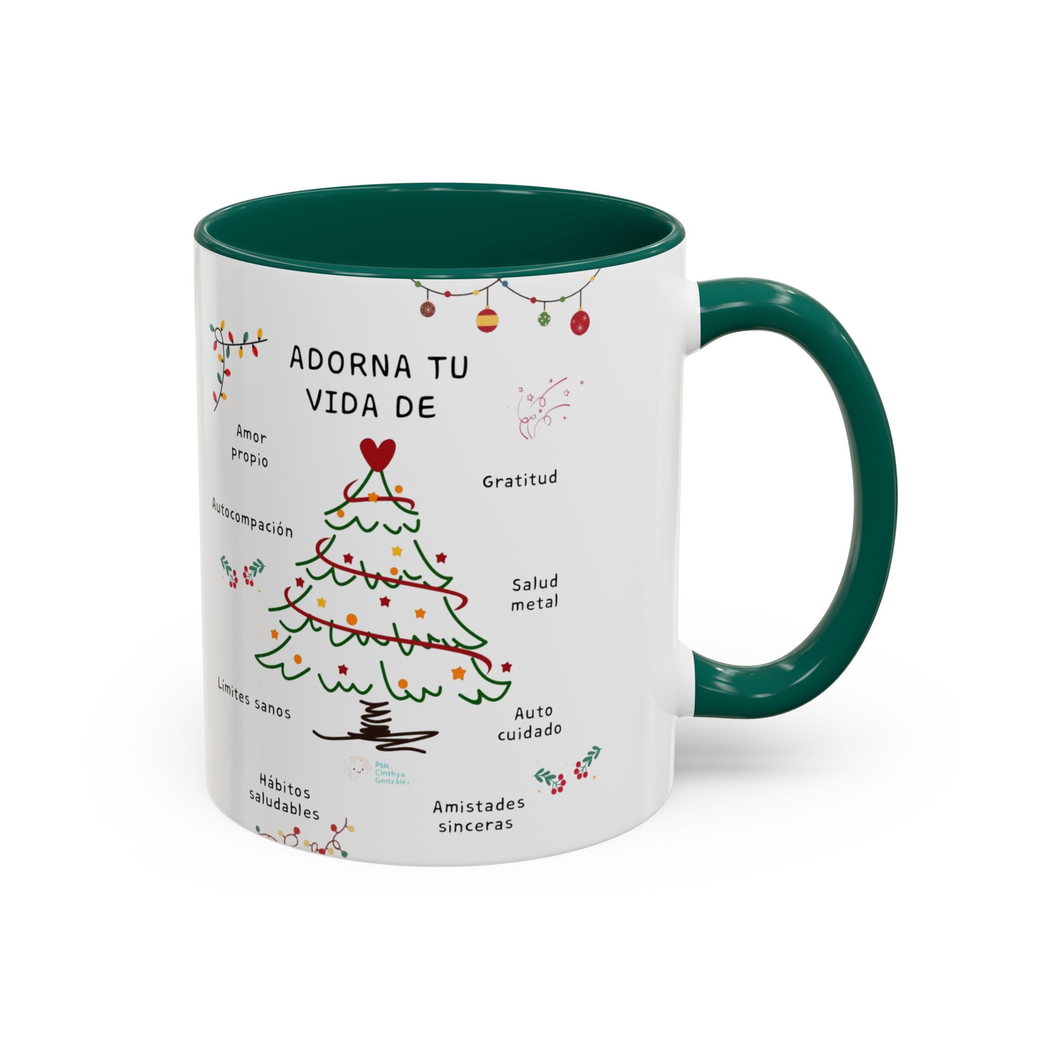 Mug — 'Adorna Tu Vida' Christmas Tree Spanish Holiday Coffee Mug (11oz/15oz)