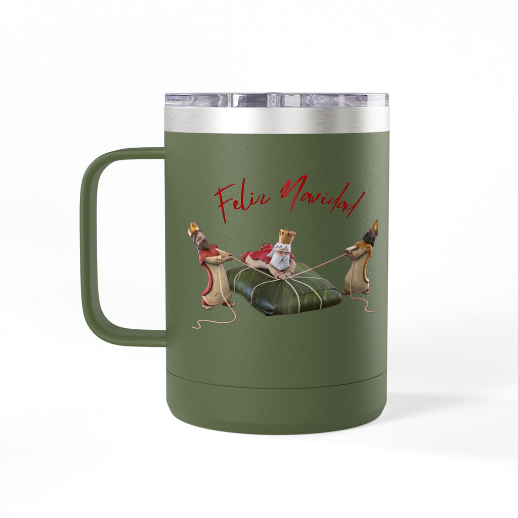 3 KINGS Holiday Travel Tumbler — 'Feliz Navidad' Dachshund Santa Design Coffee Cup for Fun Celebrations