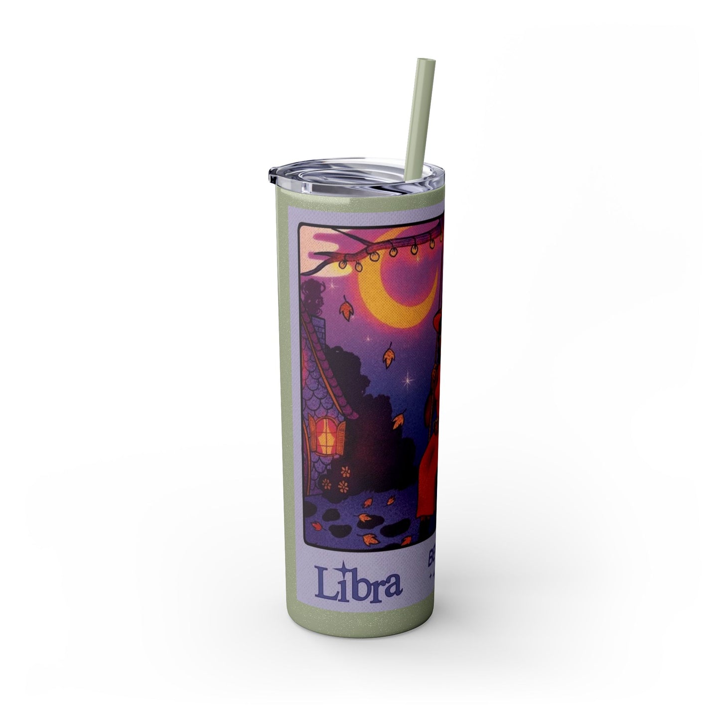 🎁 Spooky season gifts Enchanting Libra Skinny Tumbler with Straw | 20oz | Perfect for Halloween, Witchy Vibes, Astrology Lovers, Gift Idea, Custom Beverage Holder