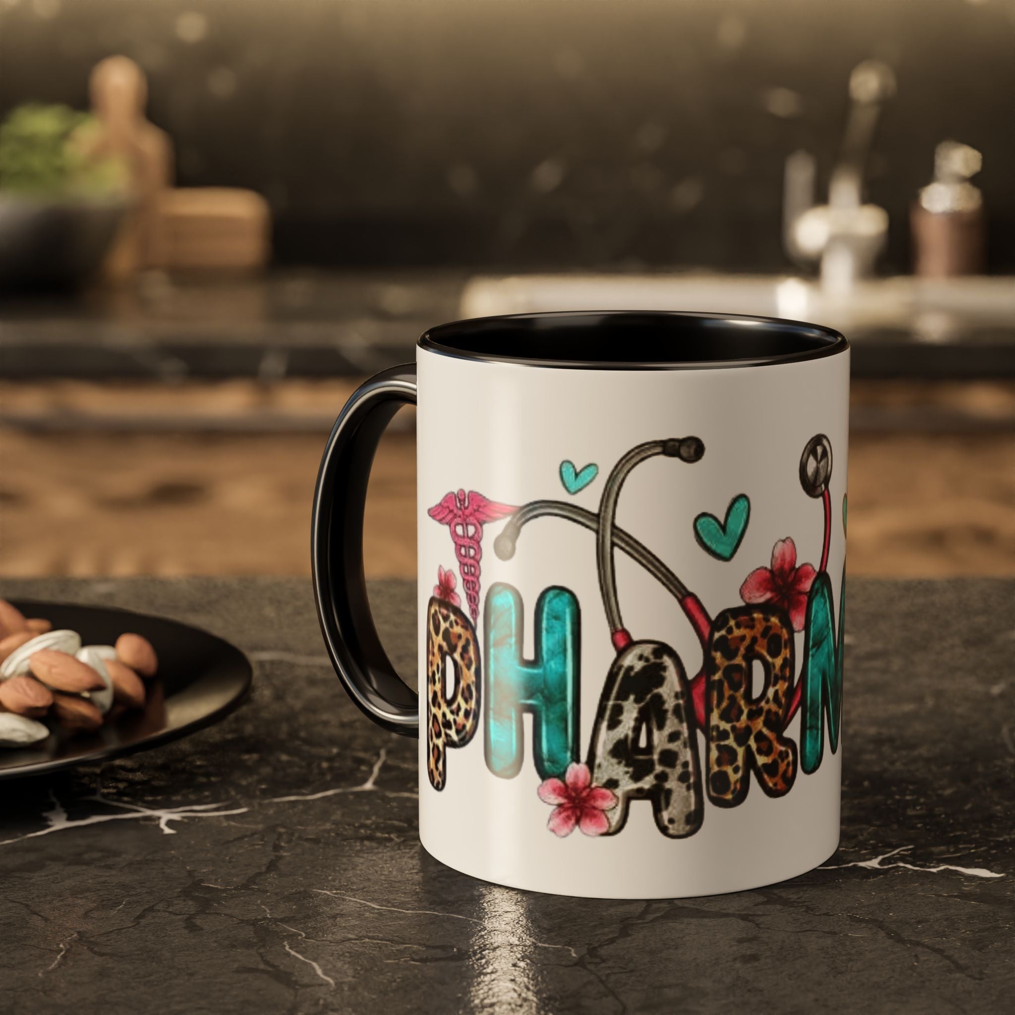 Pharmacy Nurse Coffee Mug — Cute Leopard & Teal Medical Design (11oz/15oz)Christmas mug for all healthcare heroes