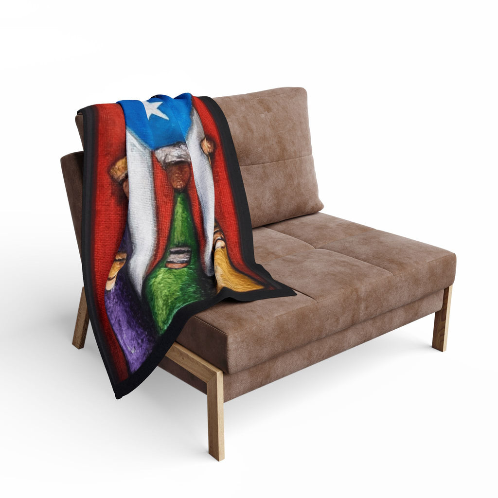 Puerto Rican Flag Nativity Fleece Blanket Three Kings Day Navidad Boricua