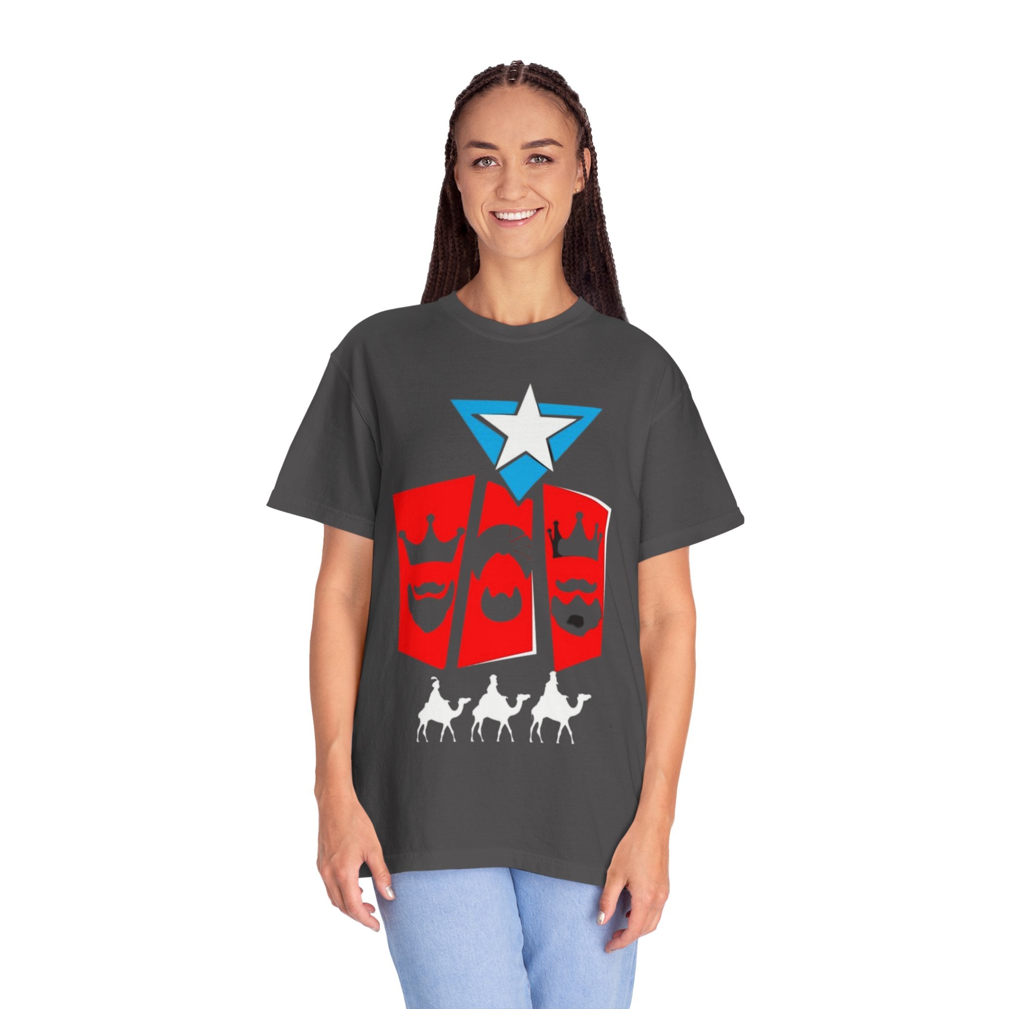 The Three Kings T-Shirt — Puerto Rican Three Kings Graphic Tee (Star & Crown Silhouettes)