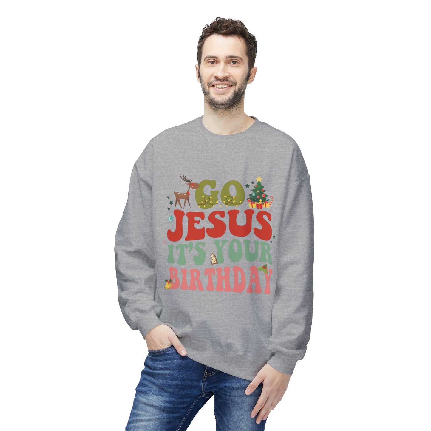 Festive Holiday Designs Go Jesus It’s Your Birthday Christmas Sweatshirt