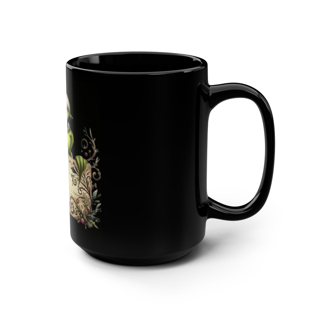 Grinch Holiday Mug - 15oz Black Coffee Cup with Festive Design Beverage Cup – Christmas Design