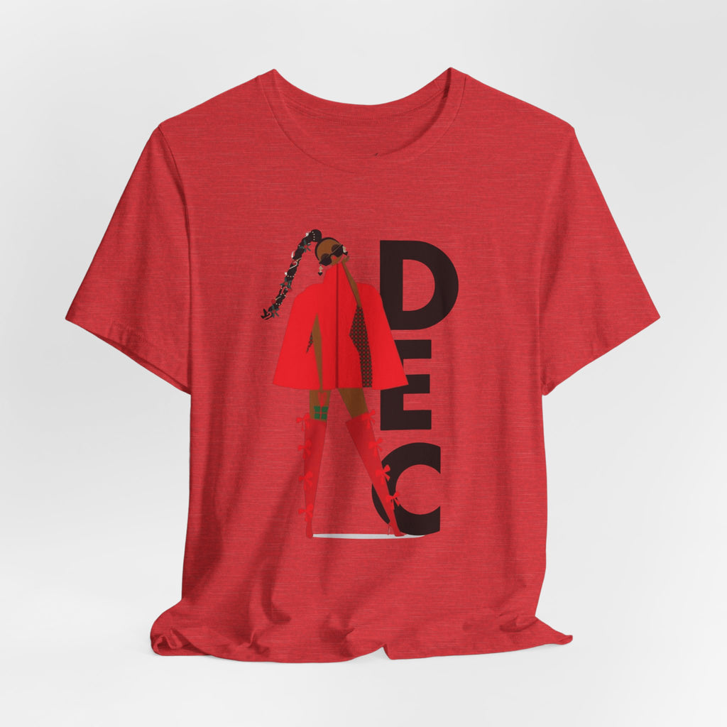 December Fashion Tee  Red Coat Model Graphic Shirt