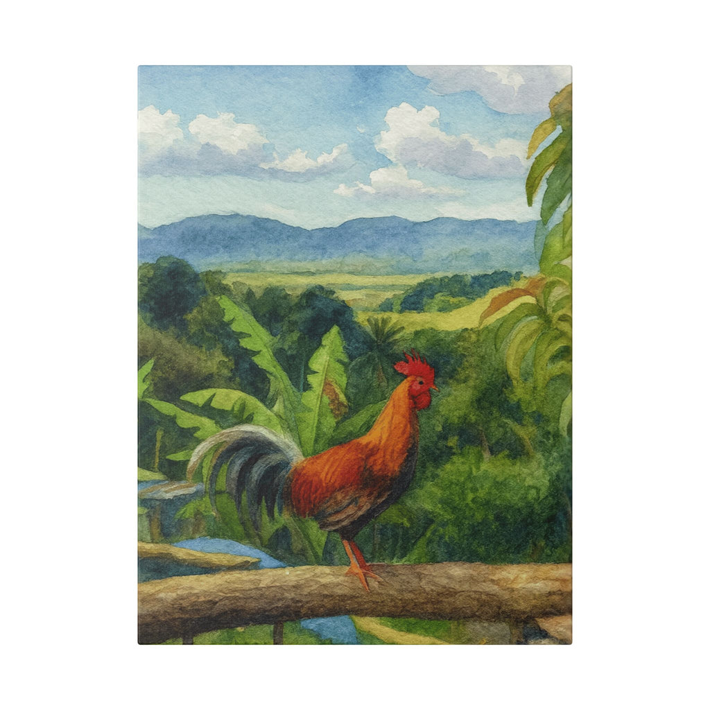 These Puerto Rico inspired Rooster Morning Landscape Canvas
