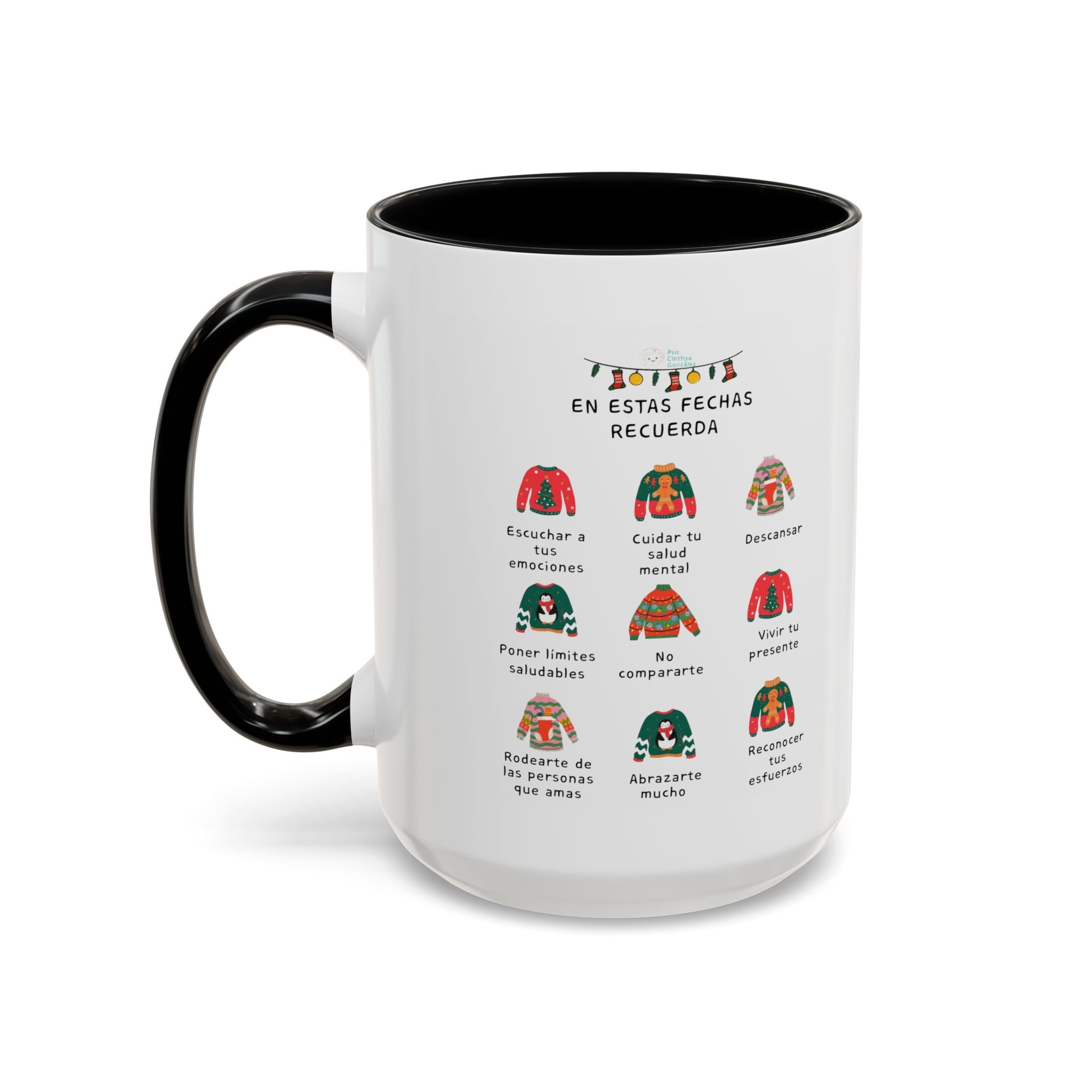 Coffee Mug — 'En Estas Fechas Recuerda' Holiday Sweater Reminder Accent Mug (11/15oz)