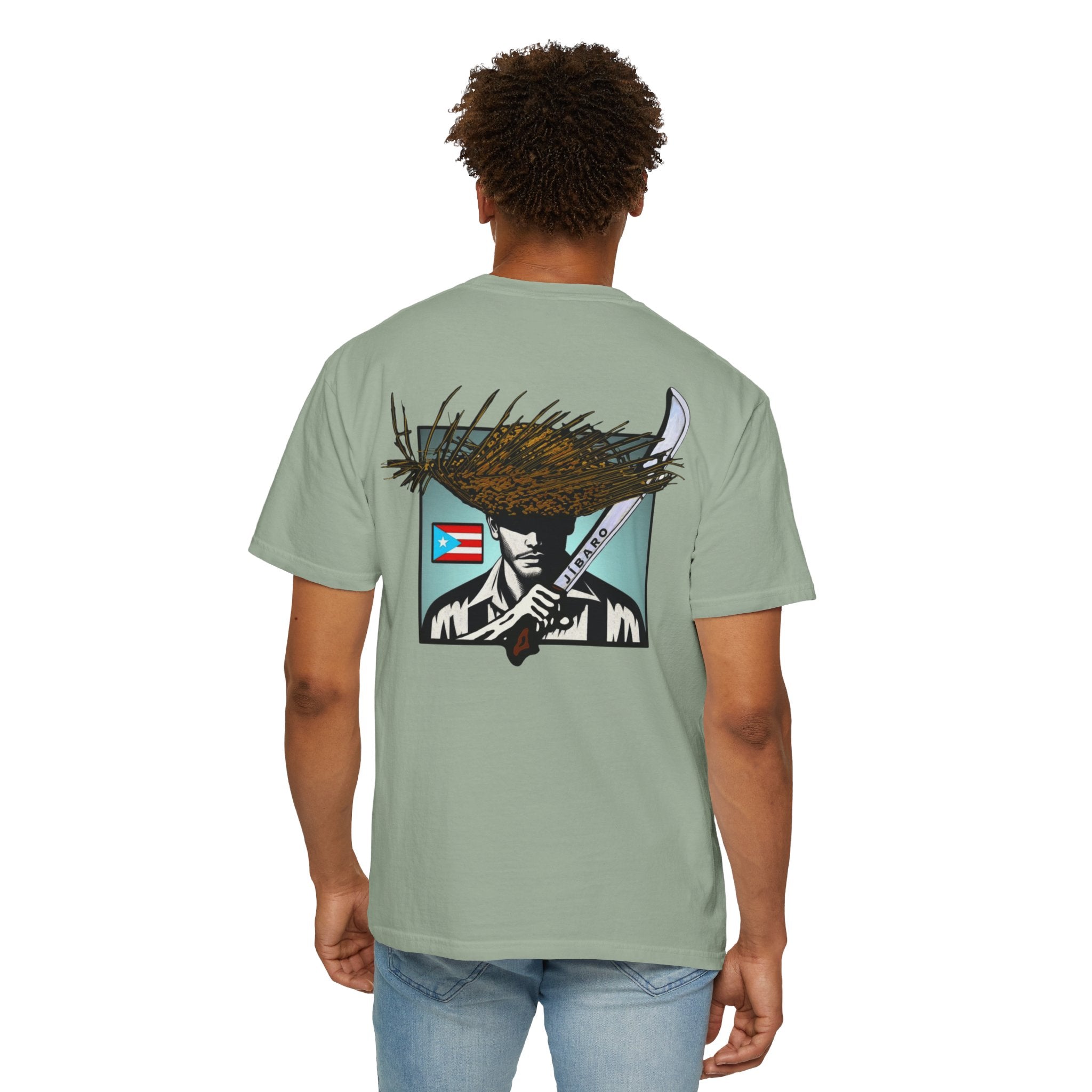 T-Shirt  "Jíbaro" Puerto Rican Heritage Tee (Back Machete  Sombrero de Paja Design) Puerto Rico’s Navidades